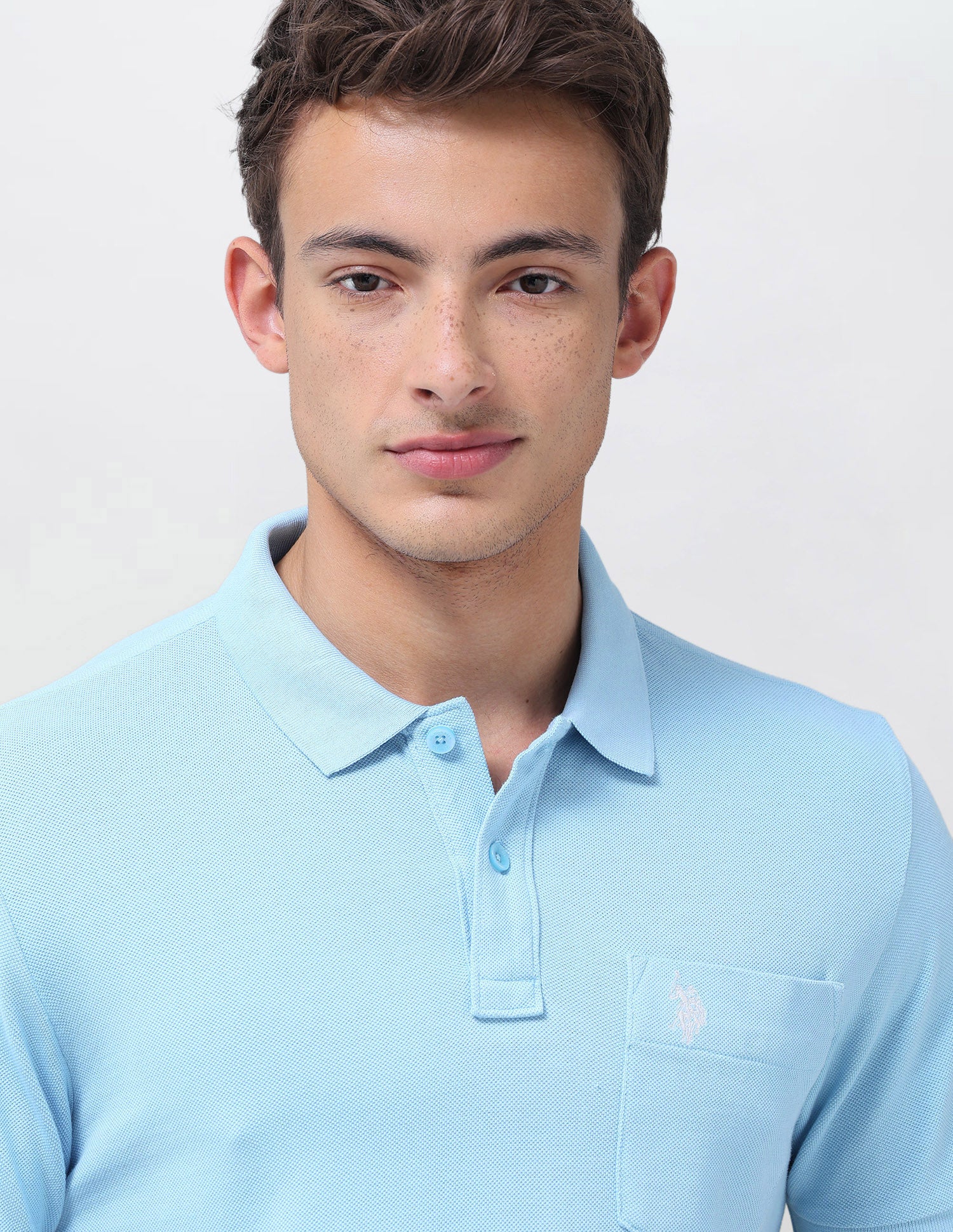 Solid Slim Fit Polo Shirt Light Blue - U.S. Polo Assn. India | Large