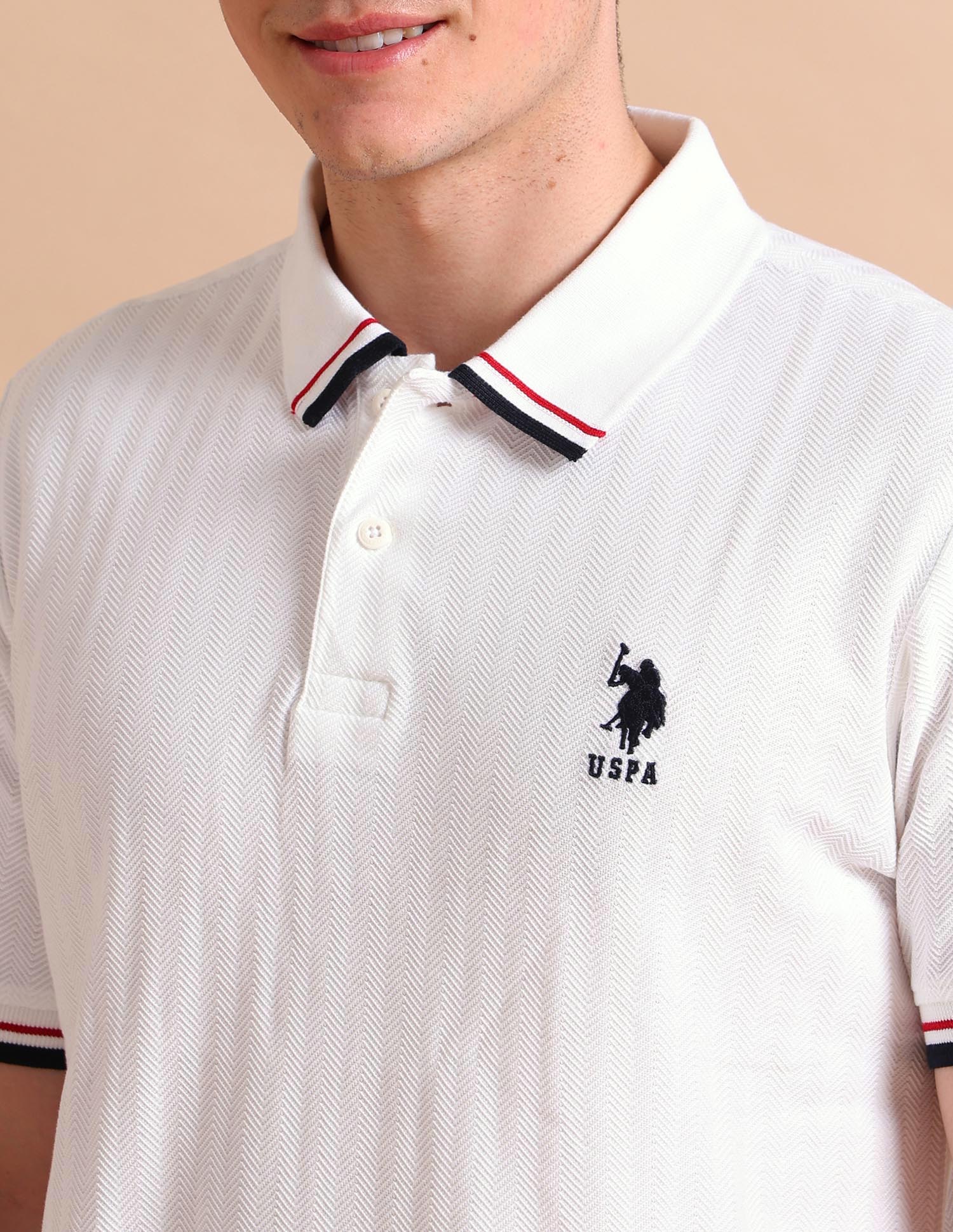 Striped Slim Fit Polo Shirt White - U.S. POLO ASSN. | Large