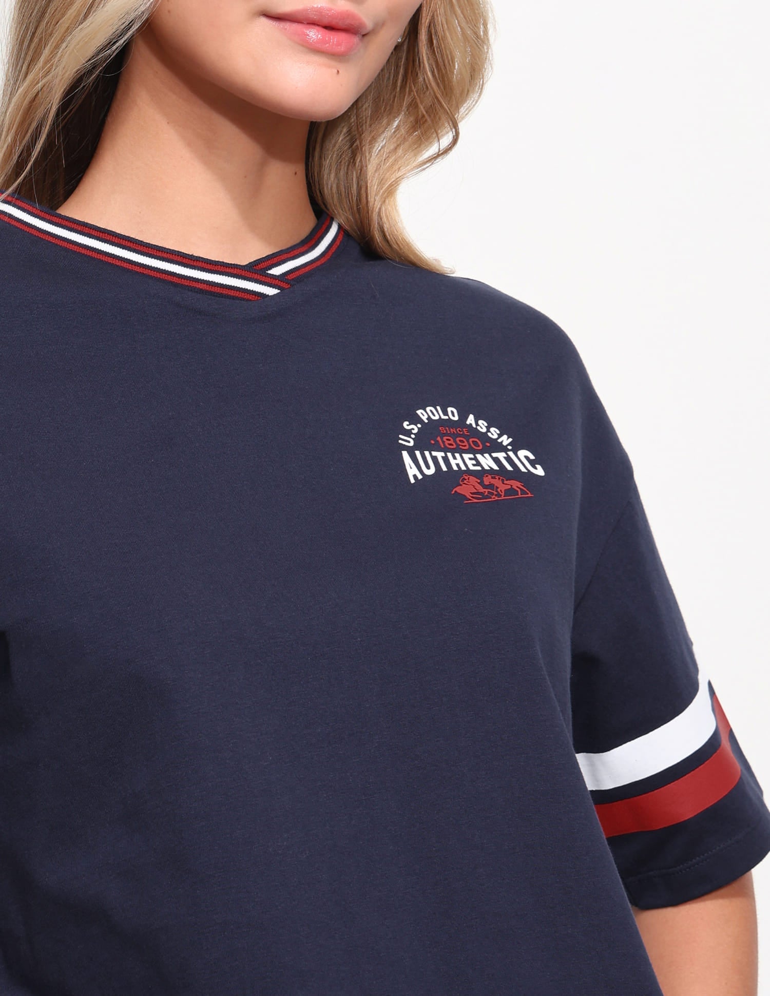 Varsity Relaxed Crop T-Shirt Blue - U.S. Polo Assn. India | Large