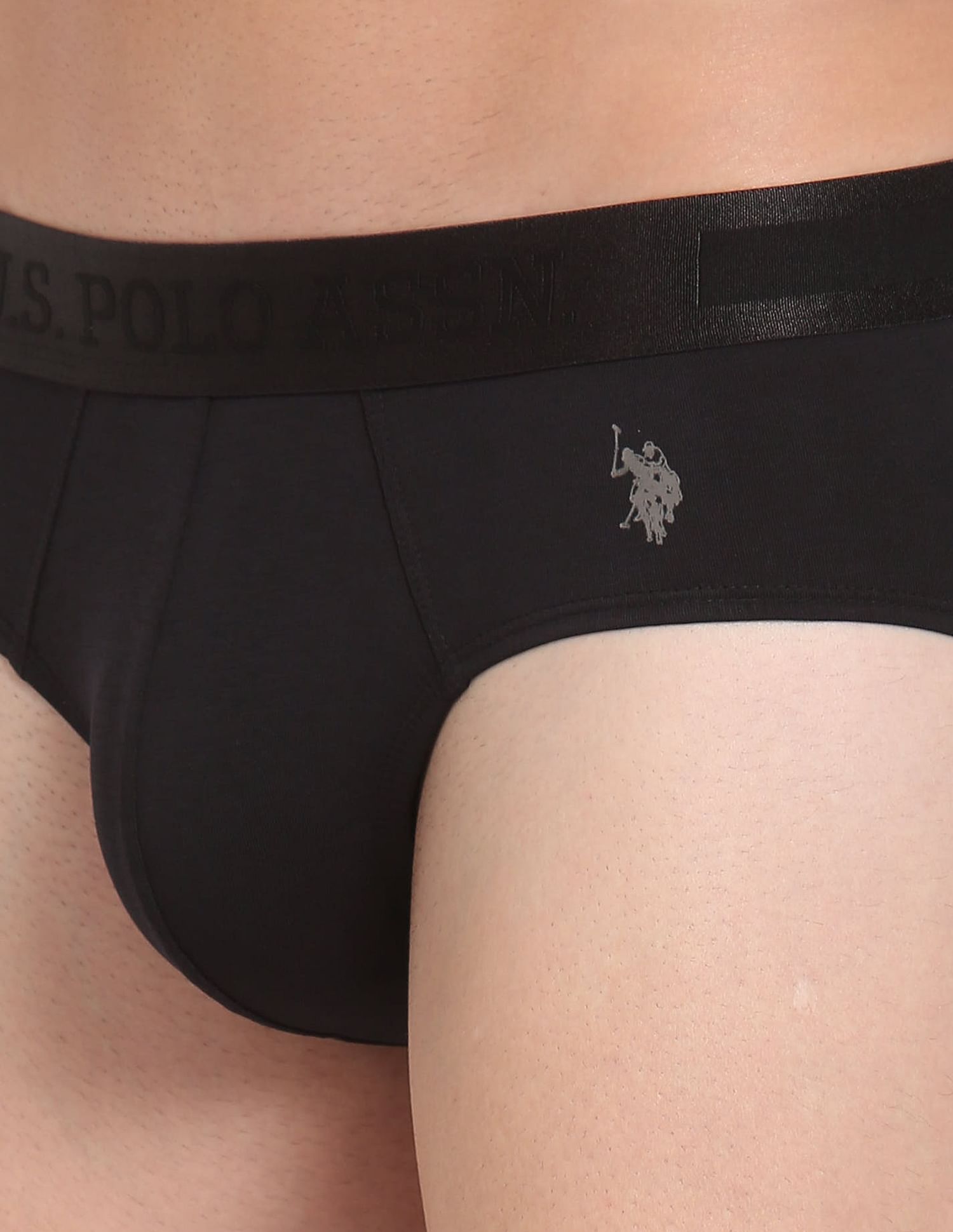 Mid Rise Solid PB001 Premium Briefs - Pack Of 1 Black - U.S. POLO ASSN. | Large