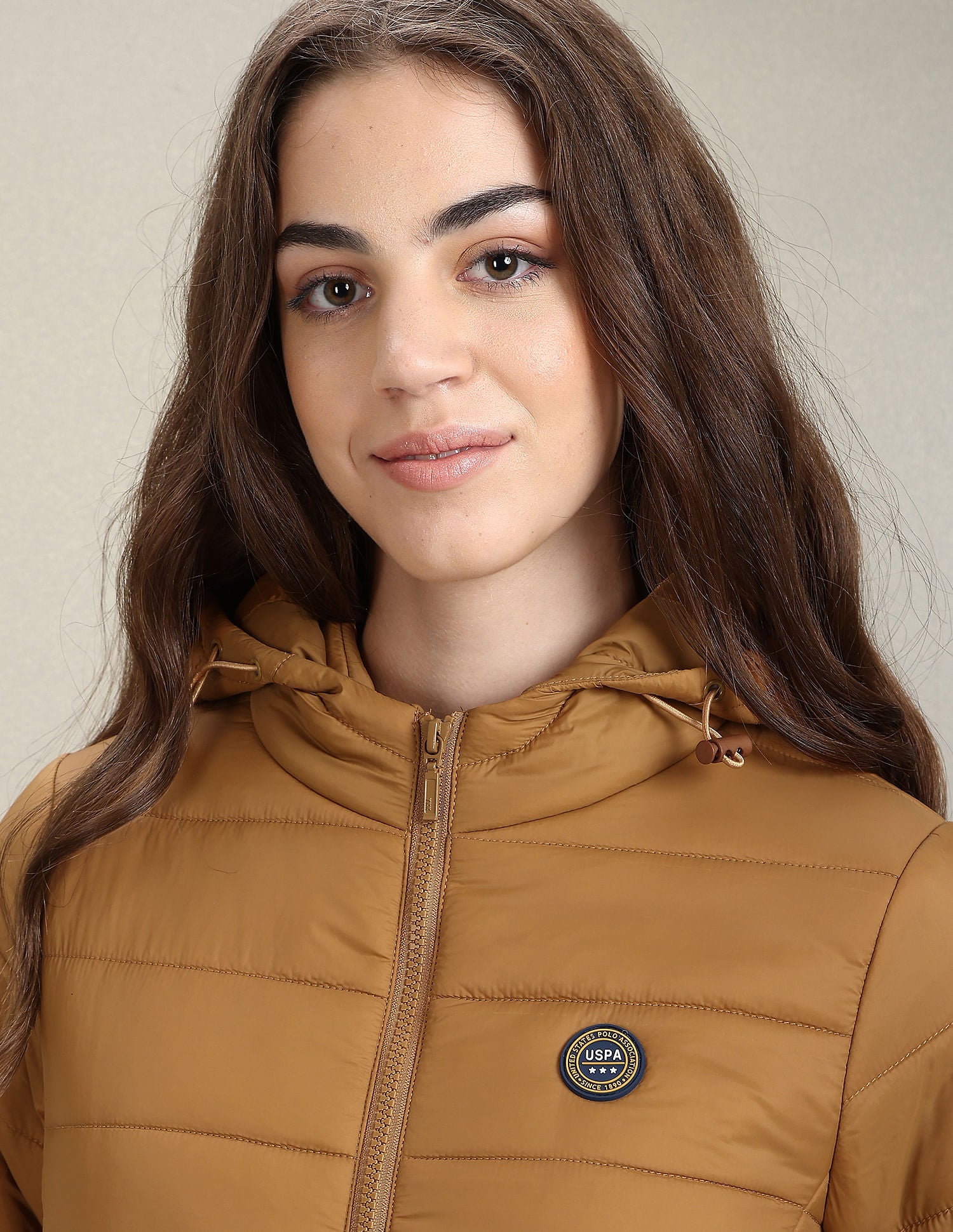 Nylon Hooded Puffer Jacket Tan - U.S. Polo Assn. India | Large