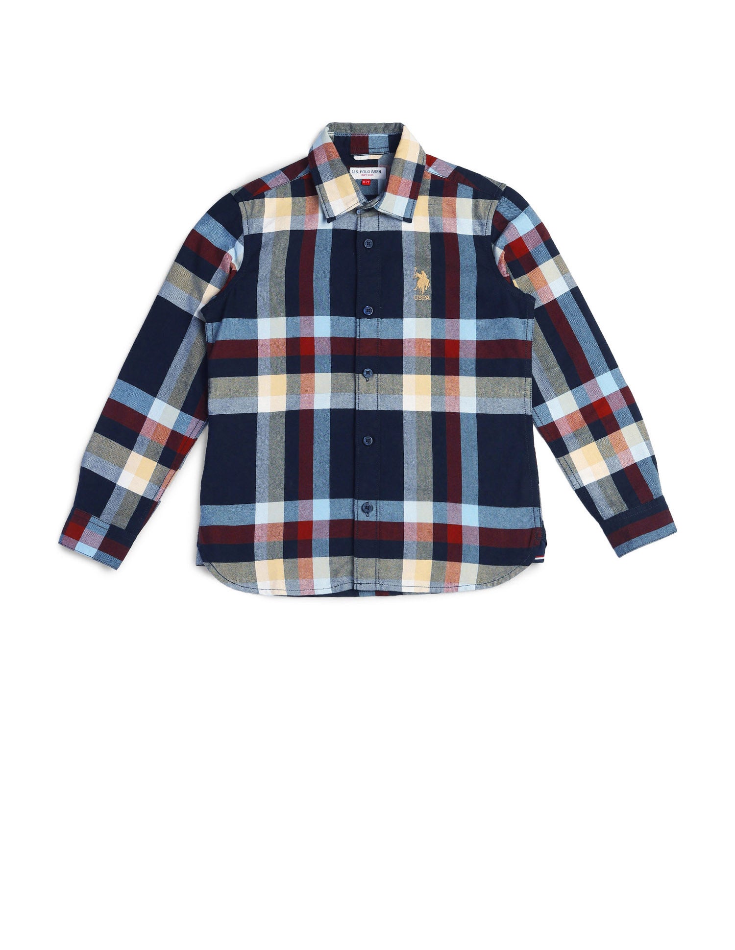Boys Plaid Checked Regular Fit Shirt Navy - U.S. POLO ASSN. | Large