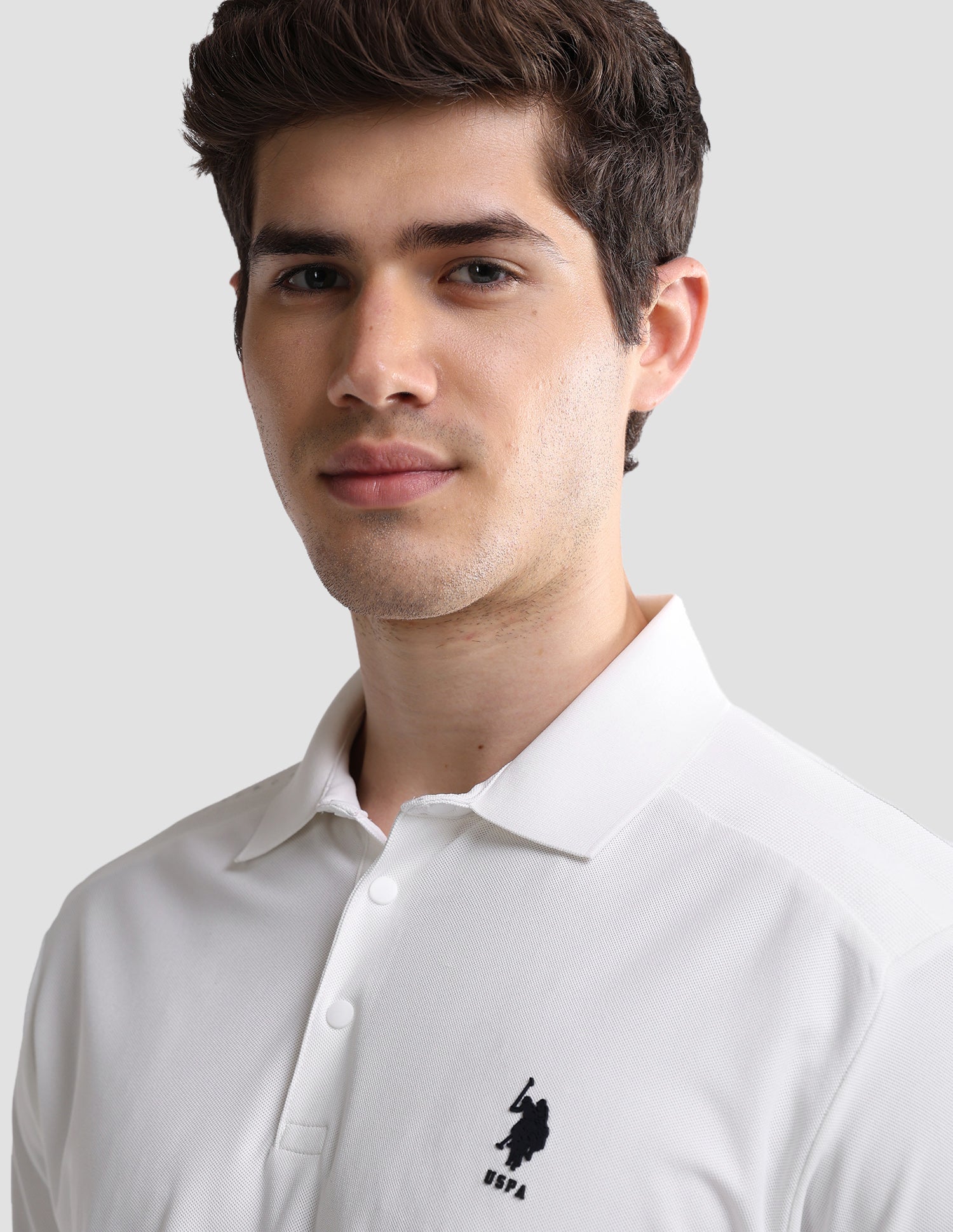 Solid Slim Fit Active Polo Shirt White - U.S. Polo Assn. India | Large