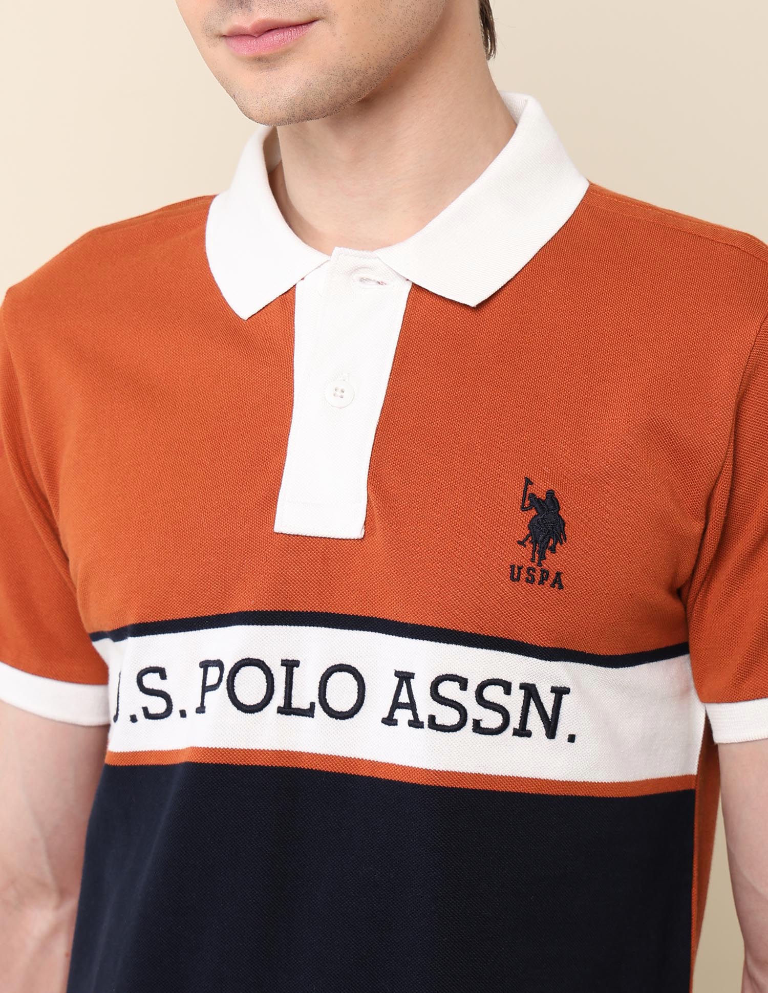 Colourblocked Classic Polo Shirt Rust - U.S. POLO ASSN. | Large