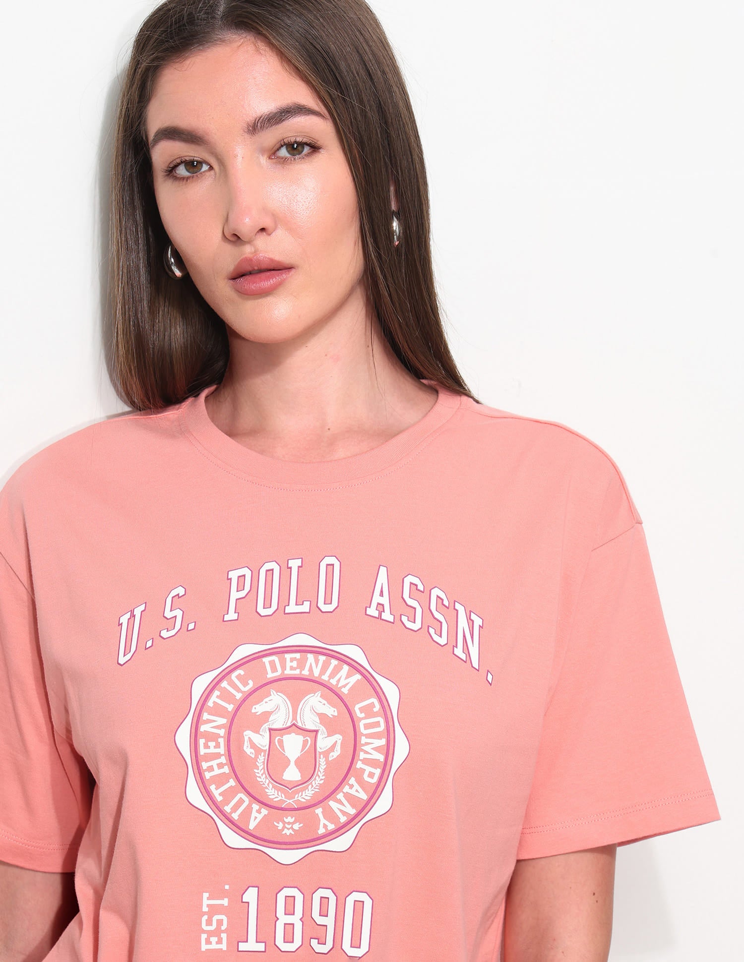 Oversized Brand Printed T-Shirt Pink - U.S. Polo Assn. India | Large
