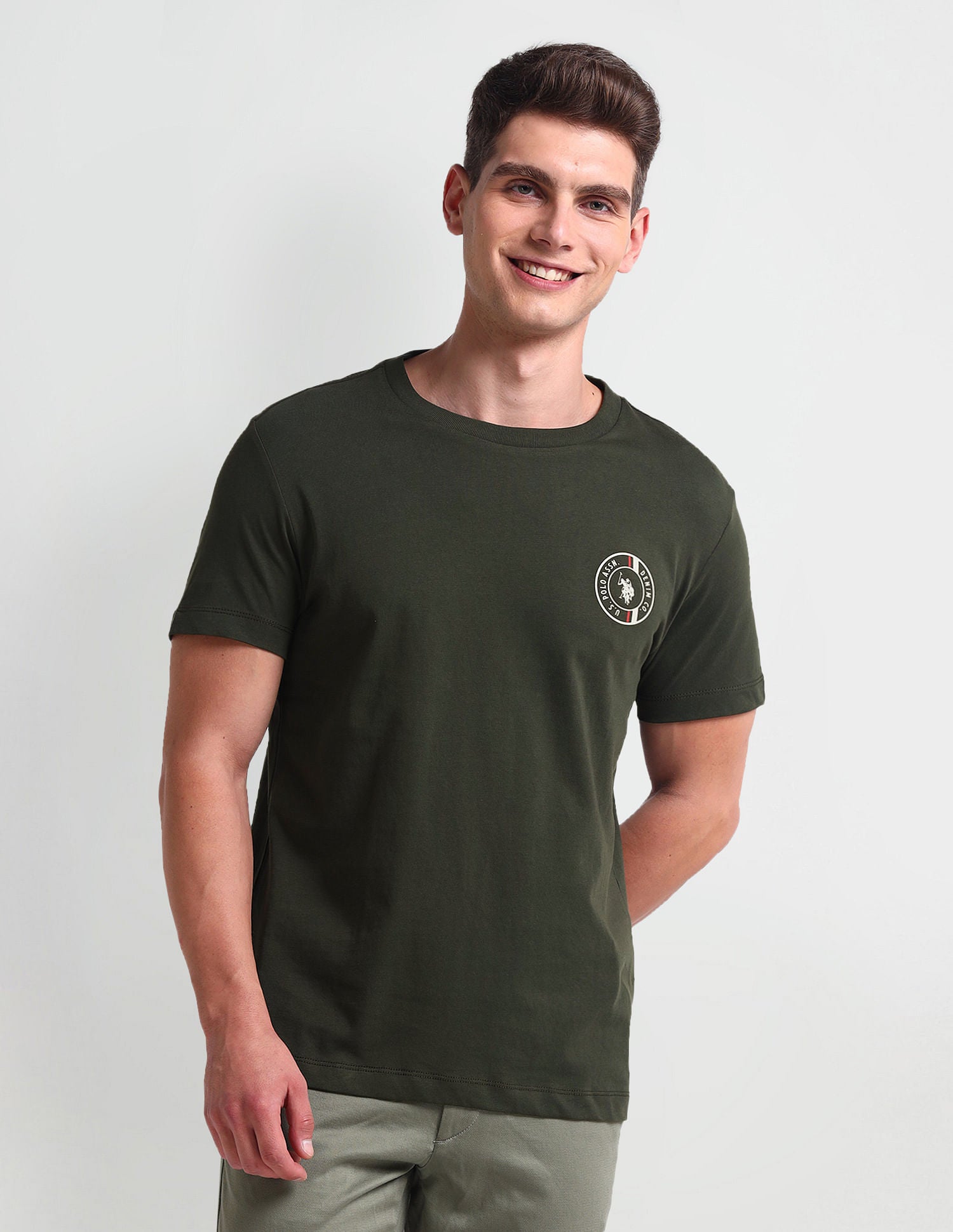 Muscle Fit Cotton T-Shirt Olive - U.S. POLO ASSN. | Large