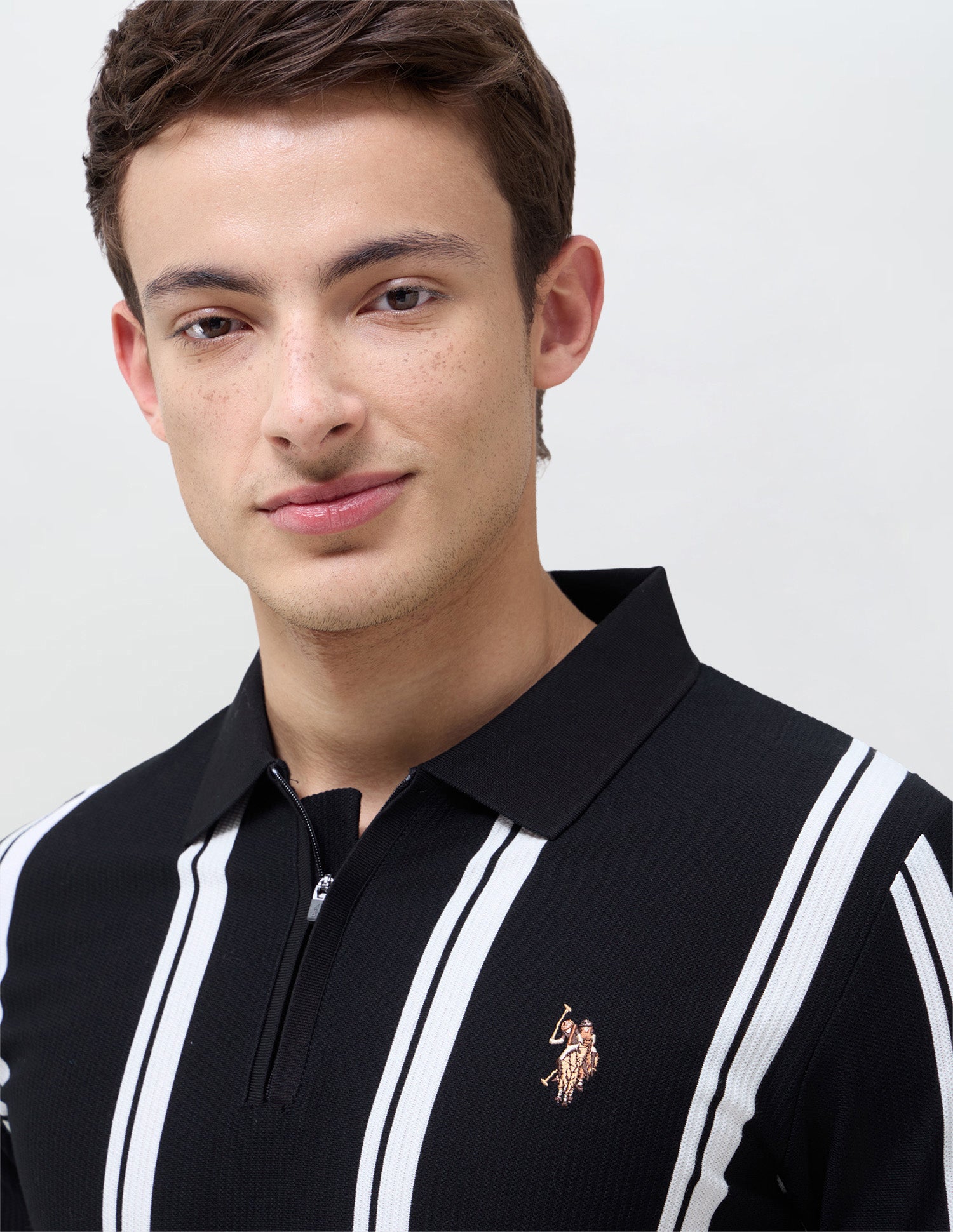 Vertical Striped Slim Fit Polo Shirt Black - U.S. Polo Assn. India | Large