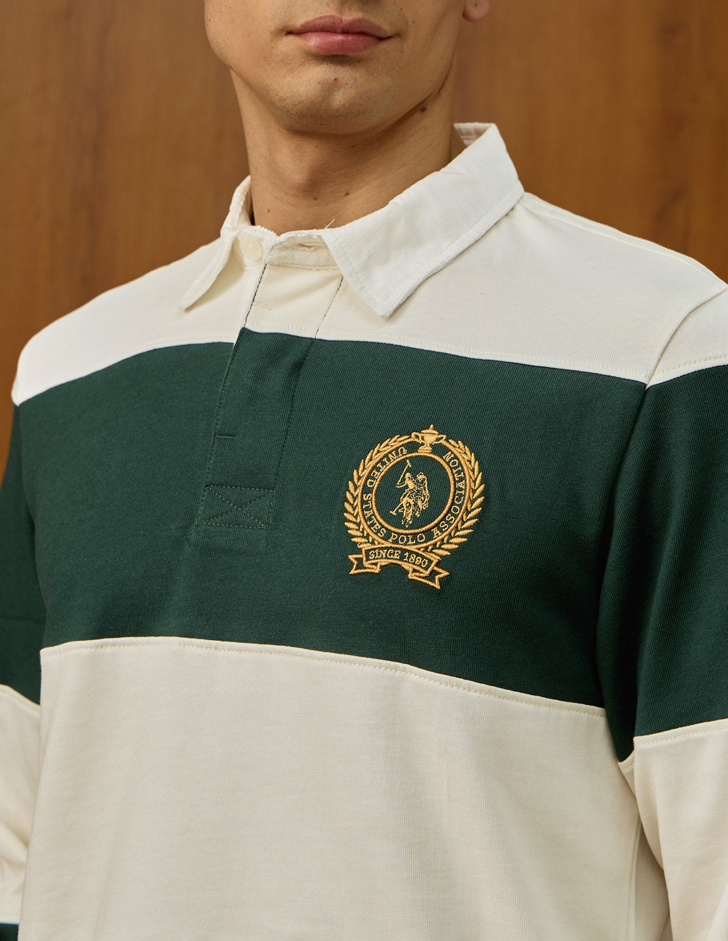 Colourblocked Varsity Polo Shirt Off White - U.S. Polo Assn. India | Large