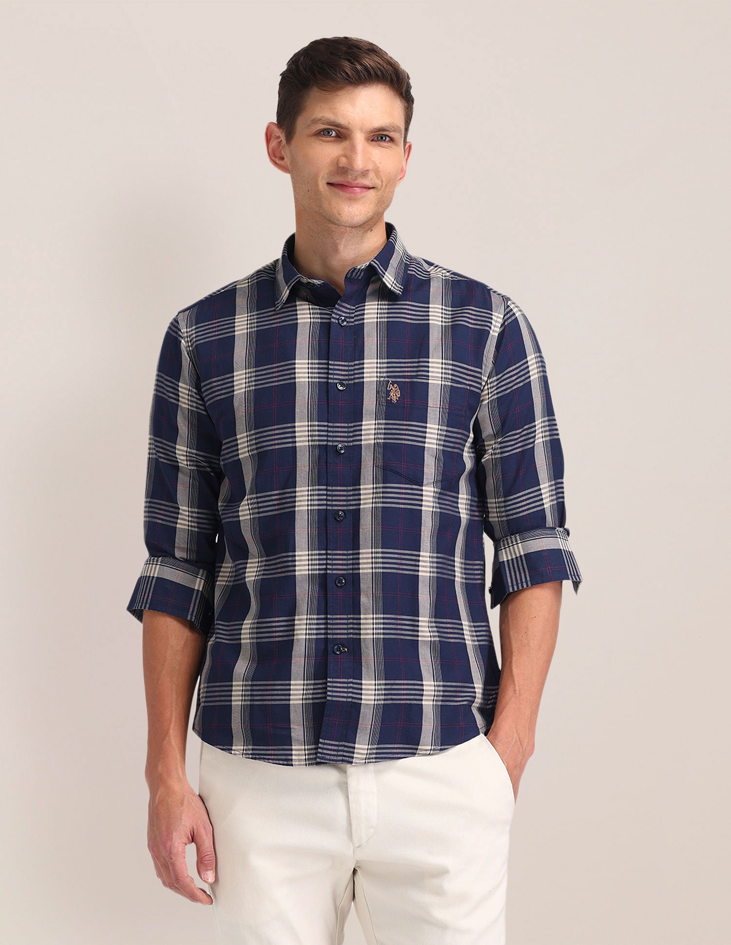 Tartan Check Tailored Fit Shirt Navy - U.S. Polo Assn. India | Large