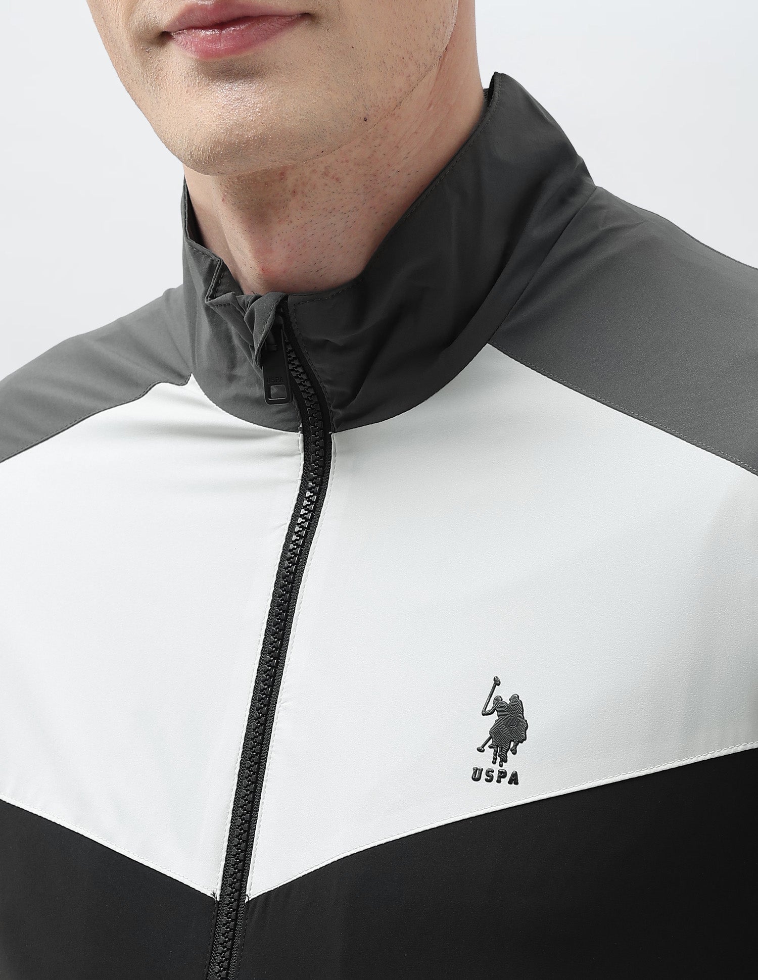 Colour Blocked Windcheater Jacket Black - U.S. POLO ASSN. | Large