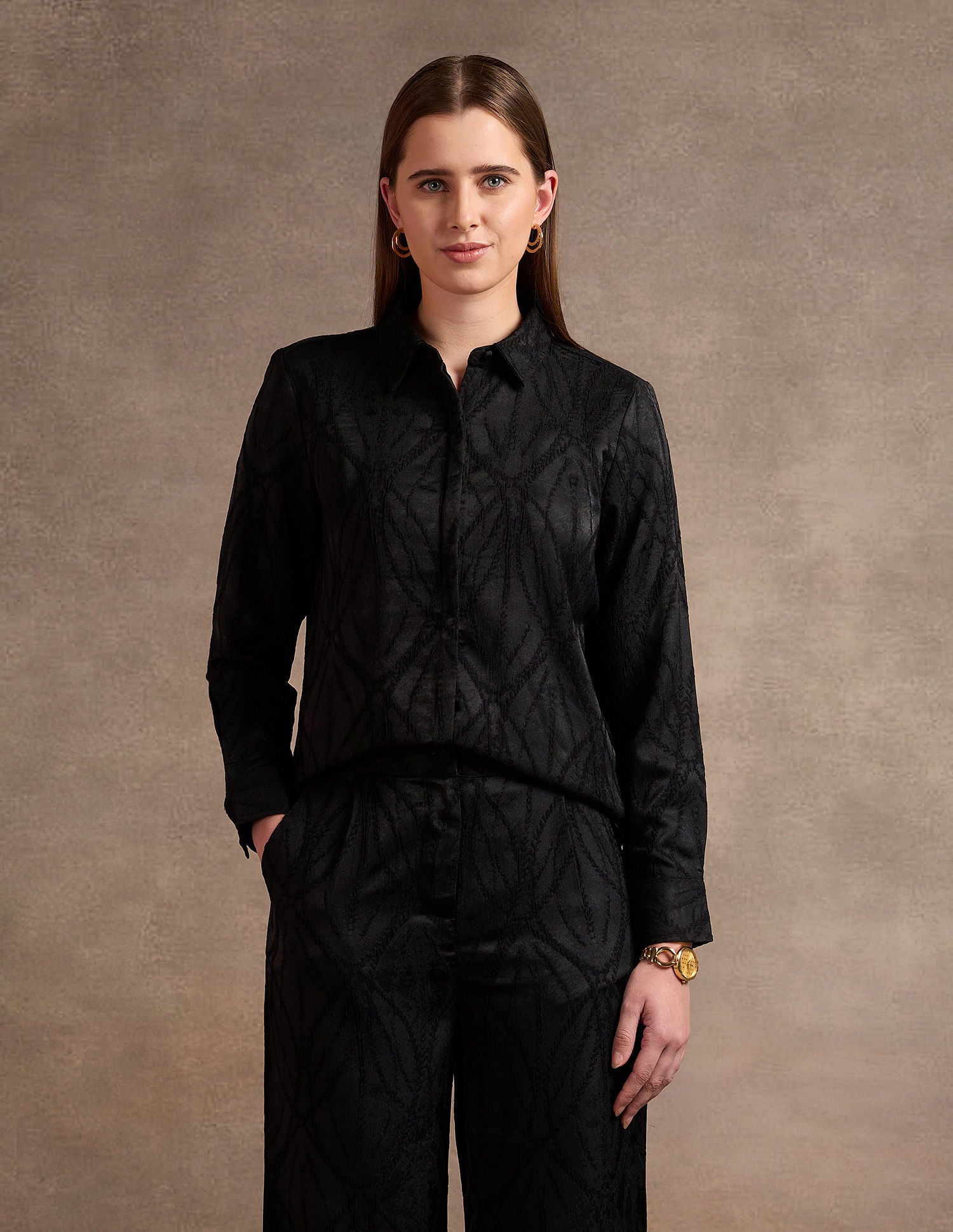 Jacquard Relaxed Fit Shirt Black - U.S. Polo Assn. India | Large