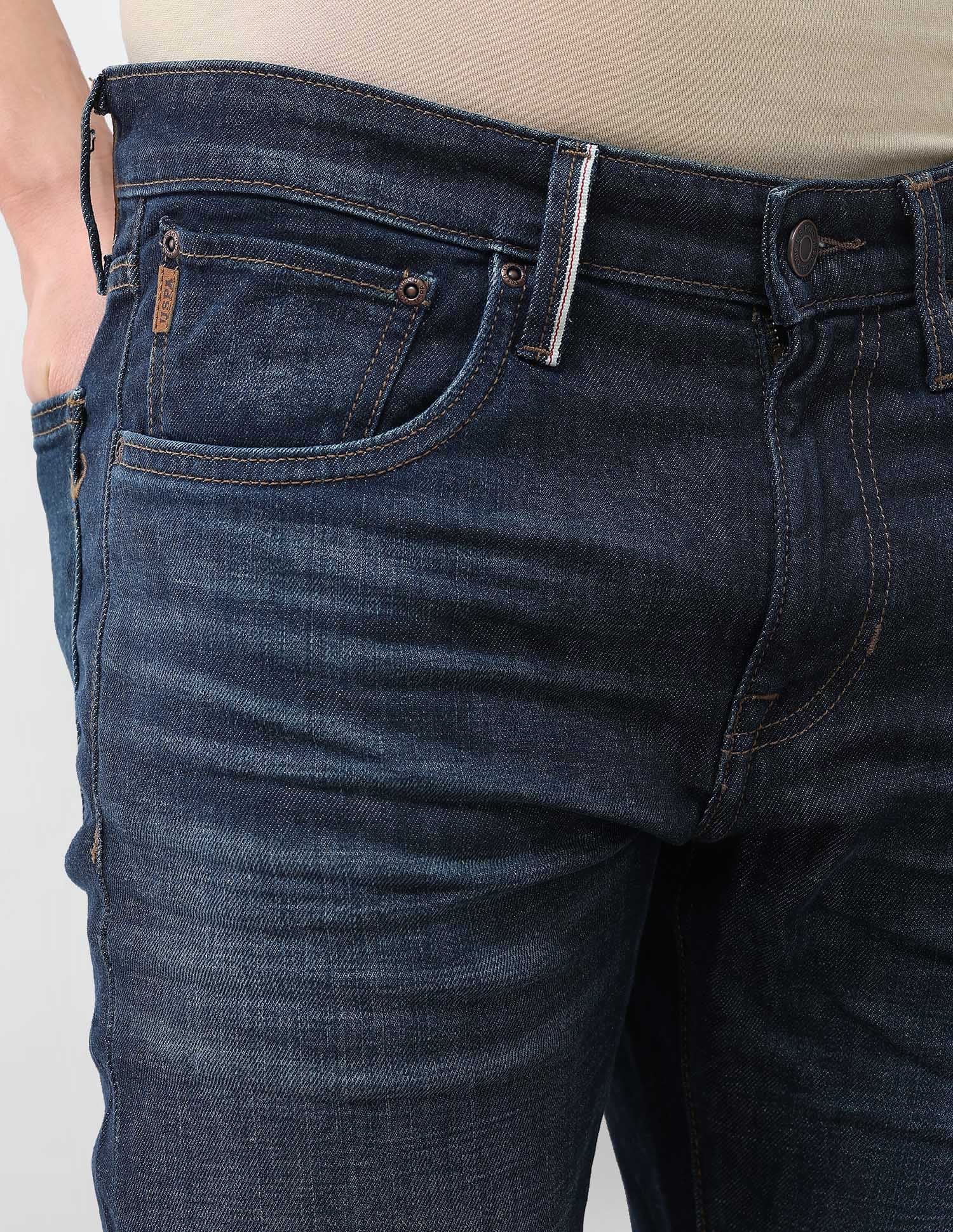 Brandon Slim Tapered Fit Blue Jeans Dark Blue - U.S. Polo Assn. India | Large