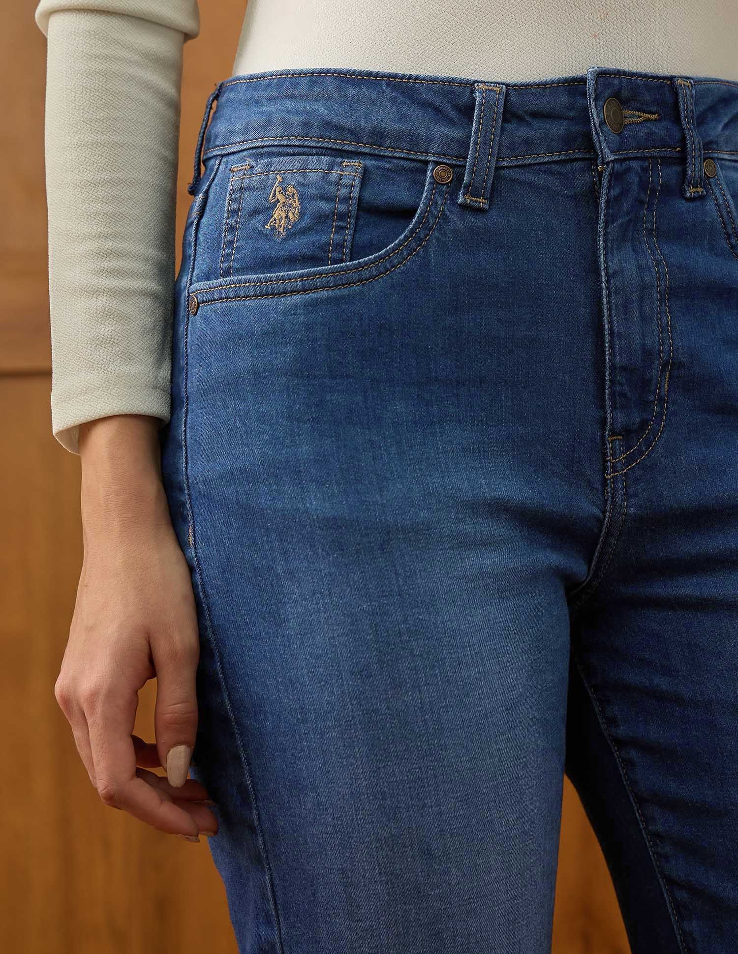 High Rise Straight Fit Jeans Blue - U.S. POLO ASSN. | Large