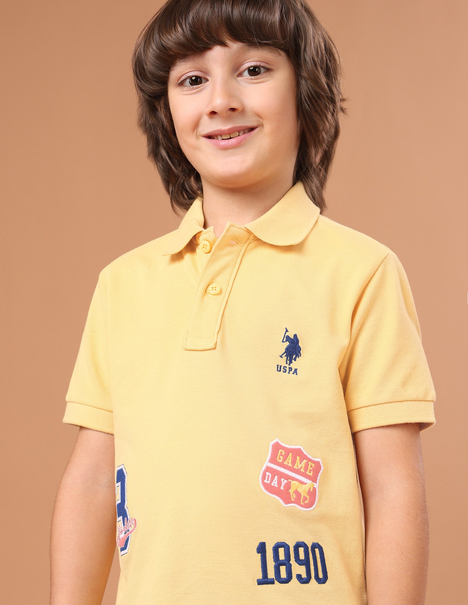 Brand Embroidered Applique Regular Fit Polo Shirt Mustard - U.S. Polo Assn. India | Large
