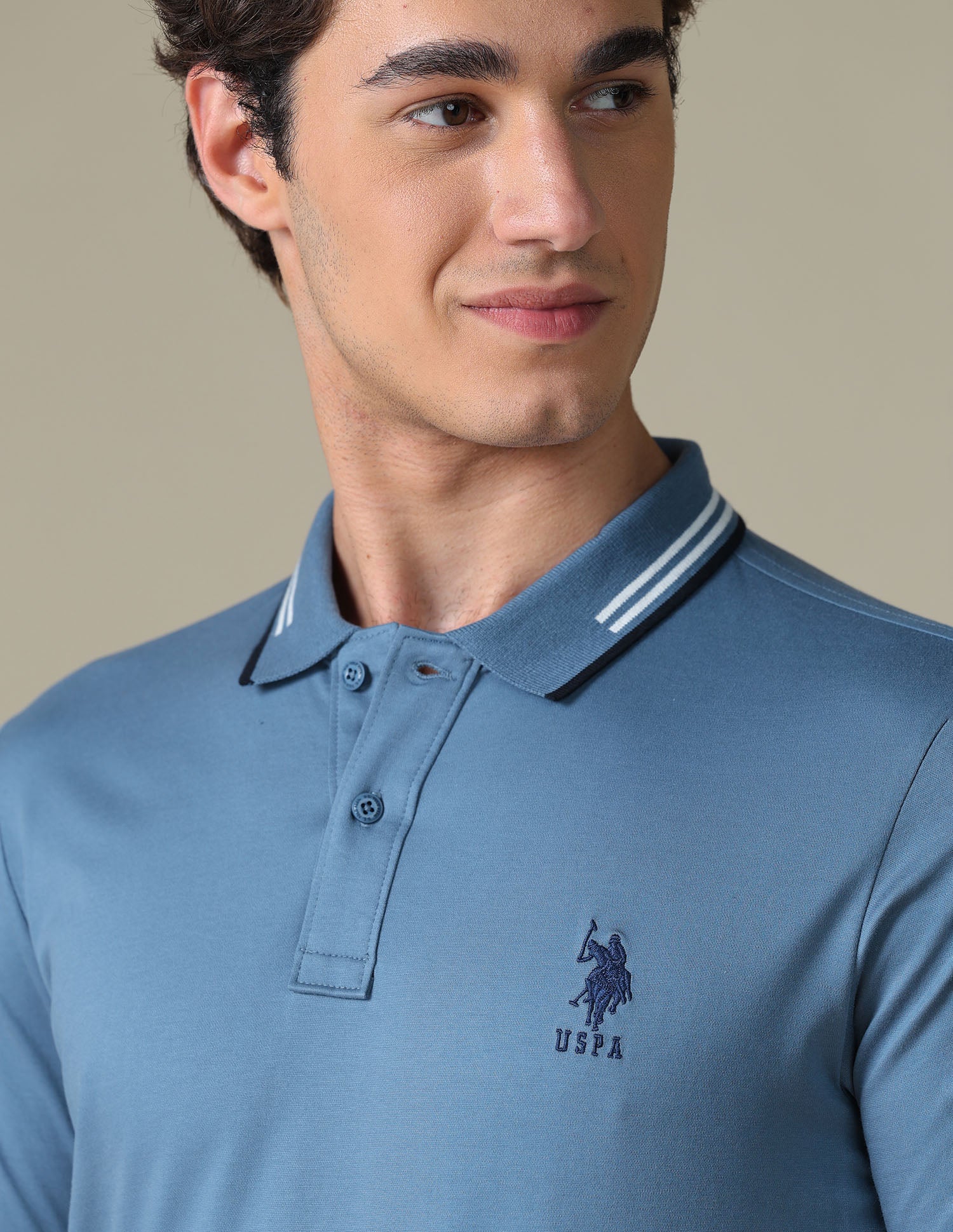 Solid Regular Fit Polo Shirt Blue - U.S. Polo Assn. India | Large
