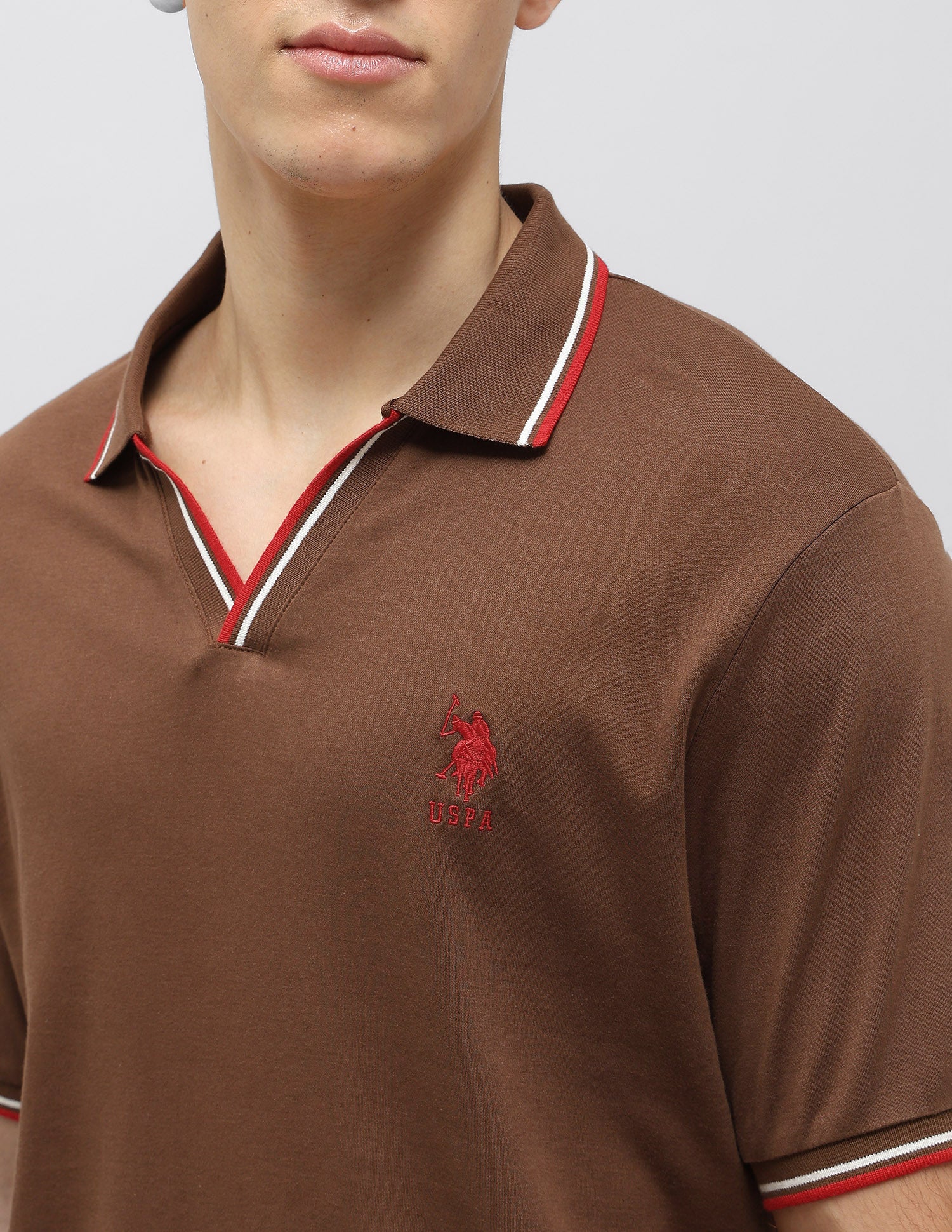 Solid Slim Fit Polo Shirt Dark Brown - U.S. Polo Assn. India | Large