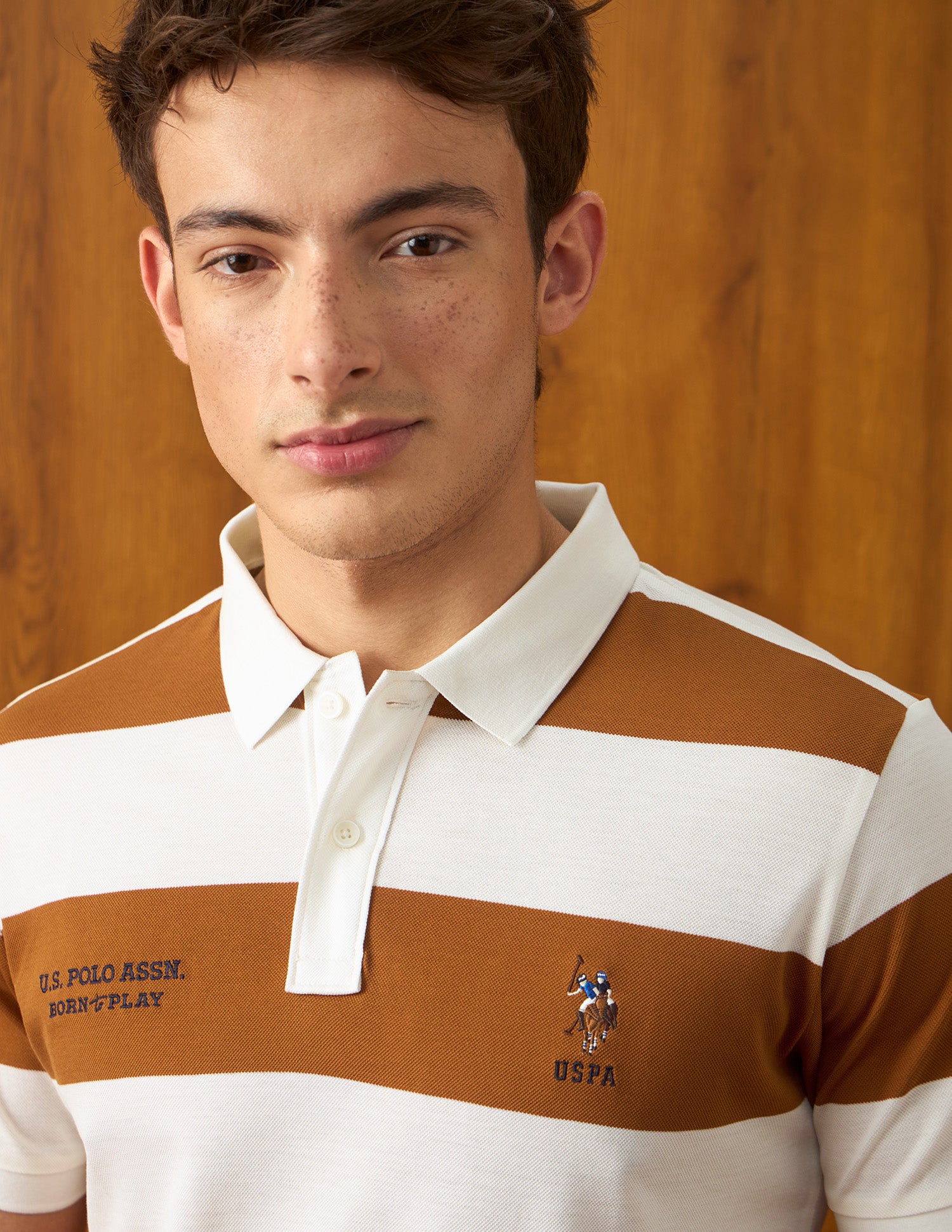 Horizontal Striped Slim Fit Polo Shirt Off White - U.S. Polo Assn. India | Large