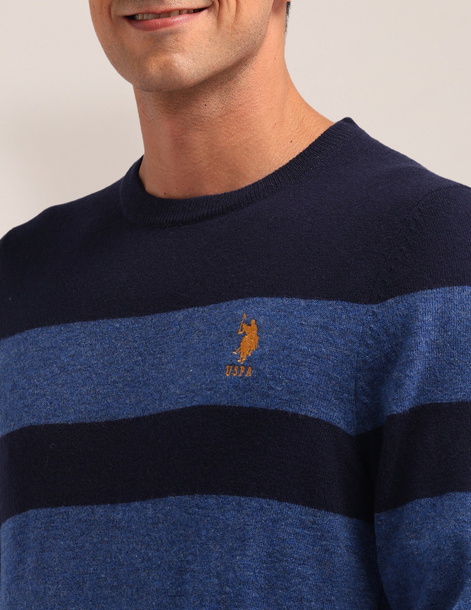 Colour Blocked Regular Fit Sweater Navy - U.S. Polo Assn. India | Large