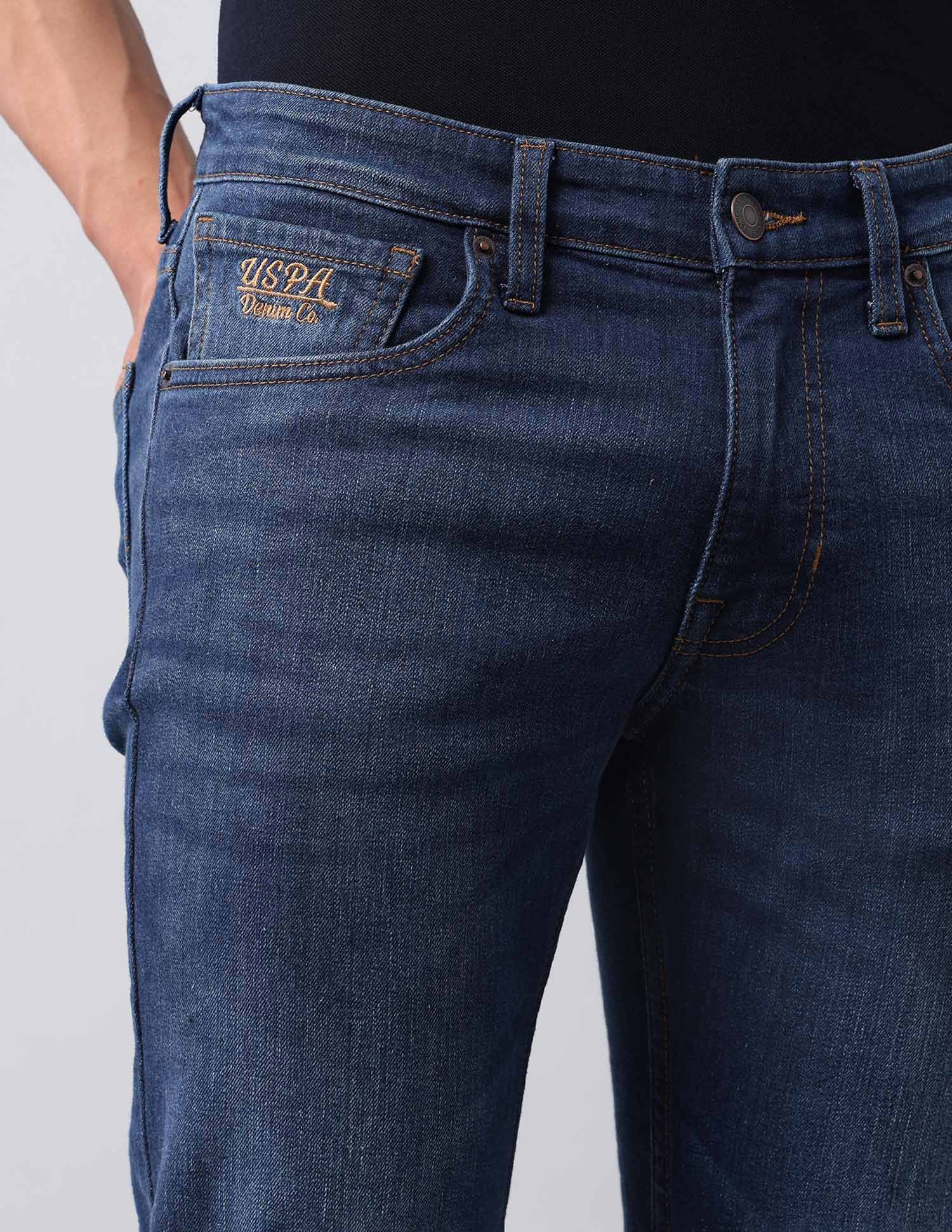 Brandon Slim Tapered Fit Blue Jeans Med Blue - U.S. POLO ASSN. | Large