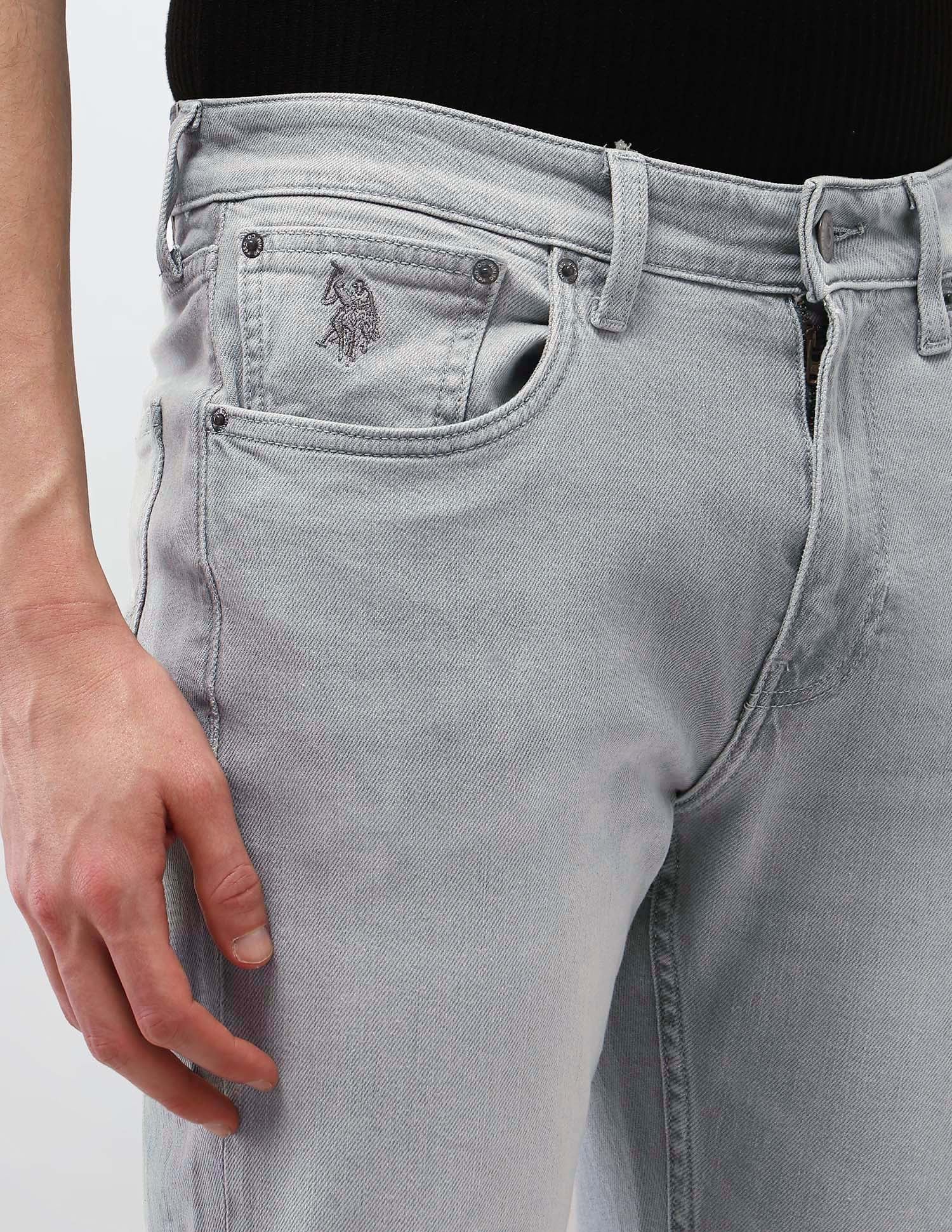 Harold Slim Straight Fit Light Washed Jeans Washed Grey - U.S. Polo Assn. India | Large