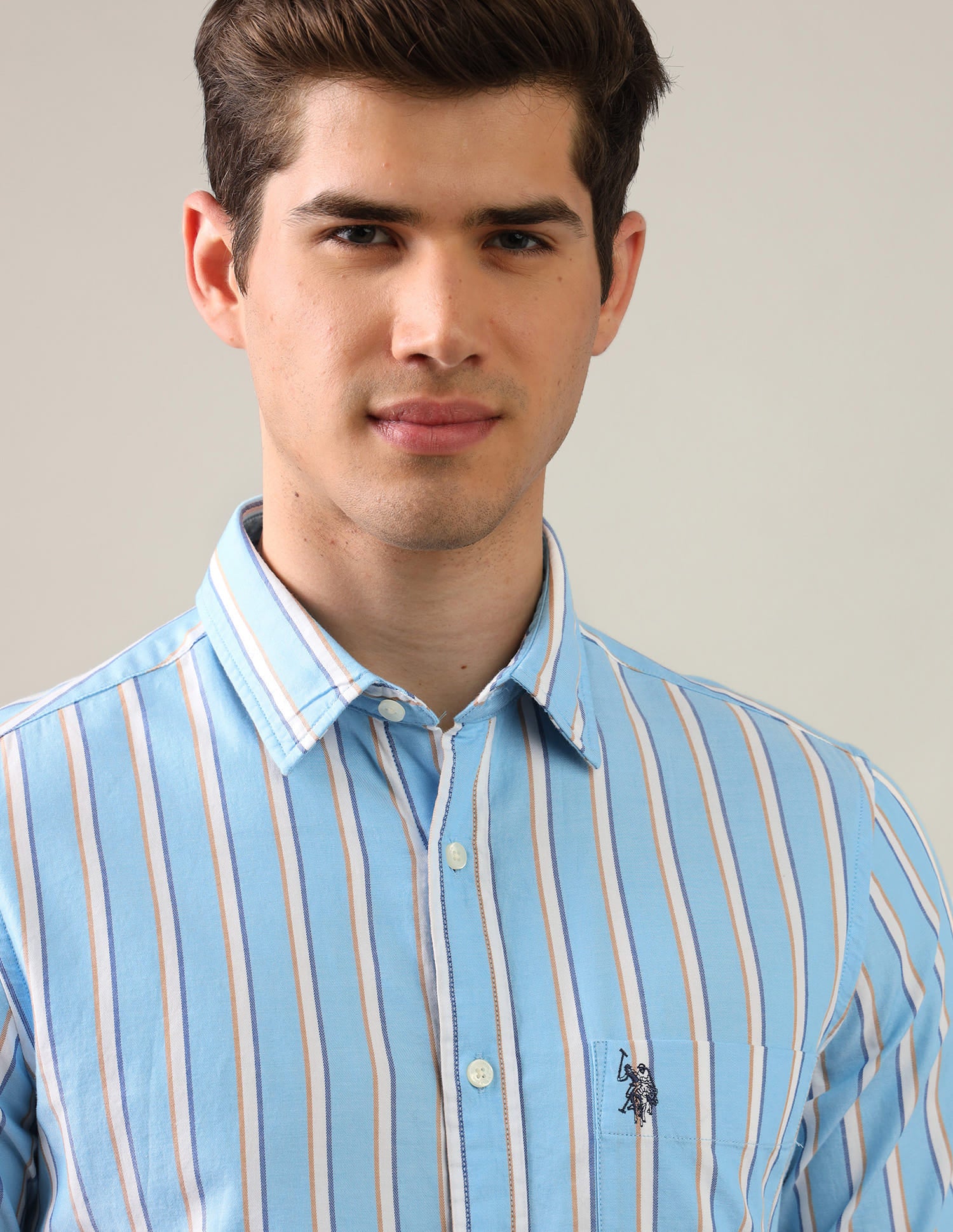 Vertical Striped Twill Shirt Blue - U.S. Polo Assn. India | Large