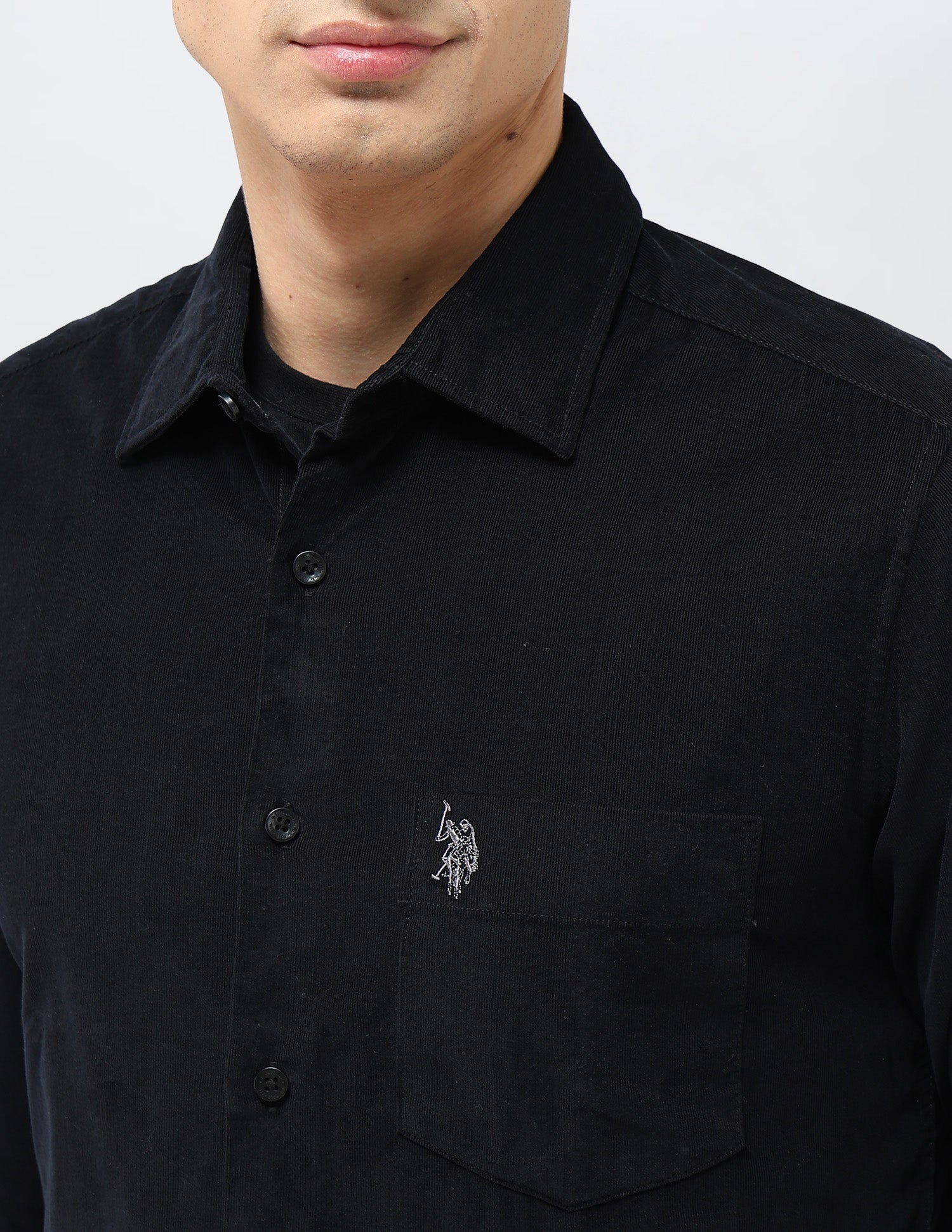 Corduroy Tailored Fit Shirt Black - U.S. POLO ASSN. | Large
