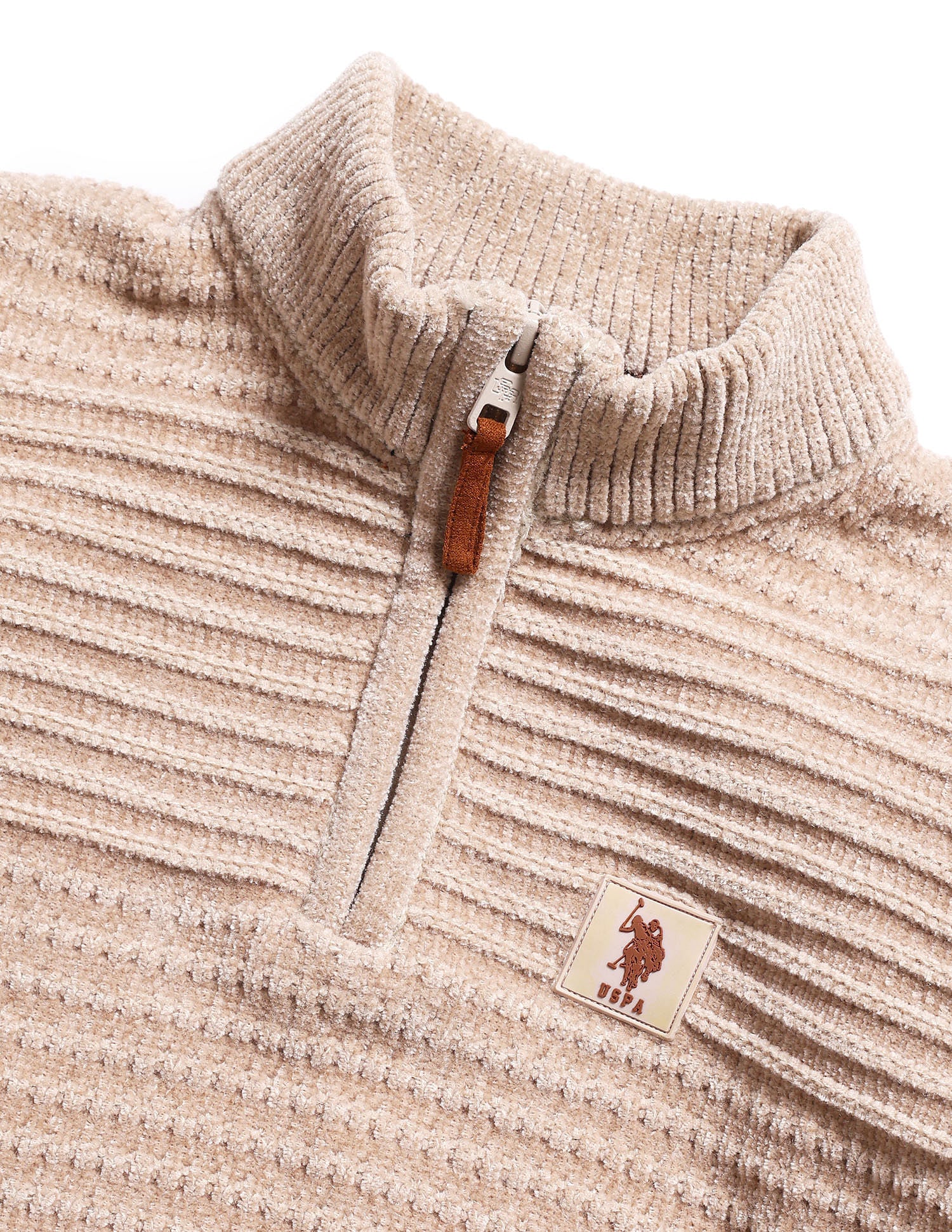 Boys Patterned Knit Sweater Beige - U.S. Polo Assn. India | Large