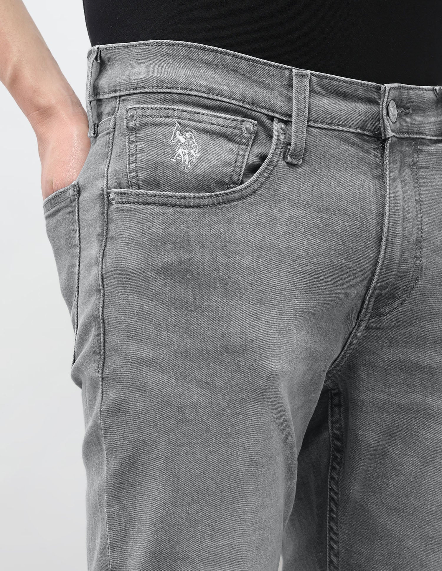 Brandon Slim Tapered Fit Grey Jeans Grey - U.S. Polo Assn. India | Large