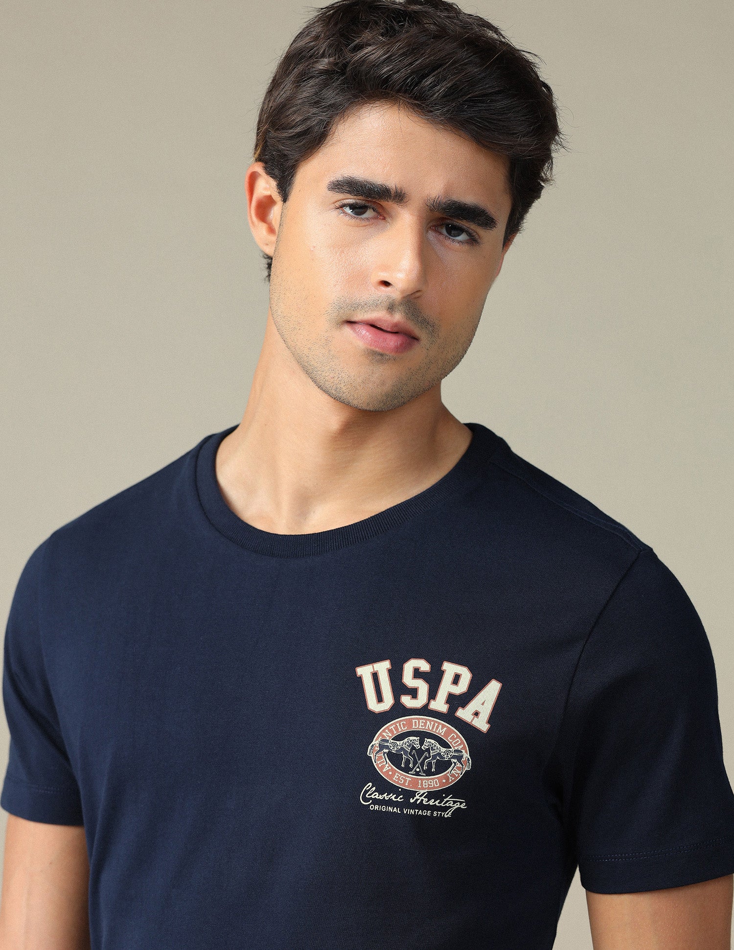 Brand Printed Muscle Fit T-Shirt Navy - U.S. POLO ASSN. | Large