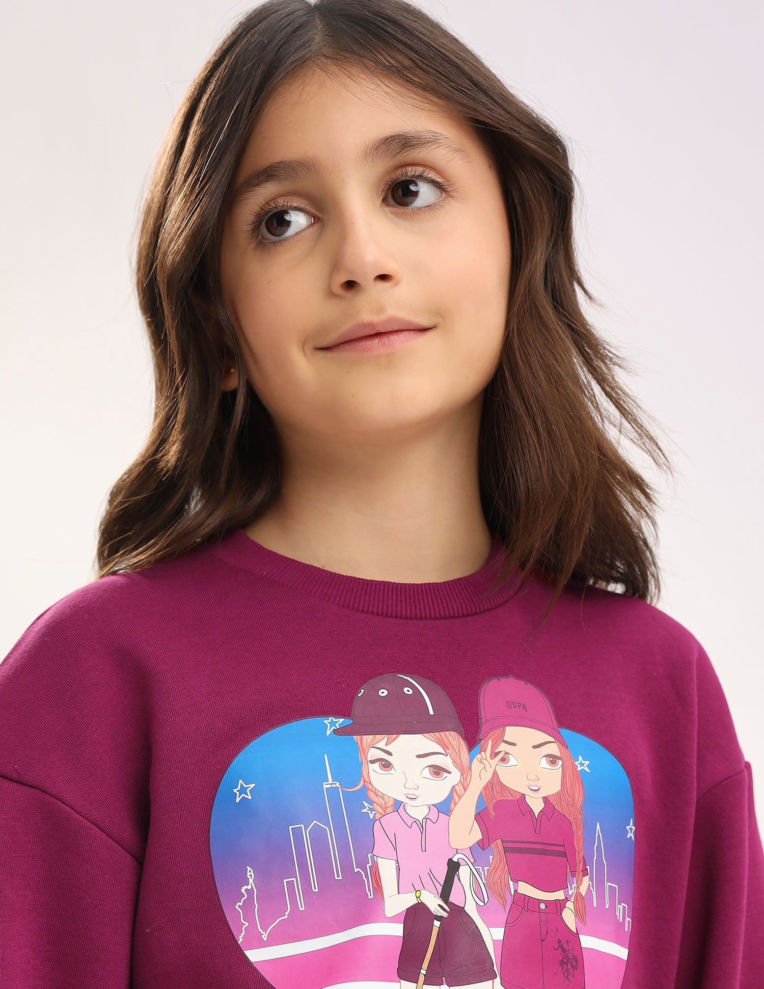 Brand Printed Regular Fit Sweatshirt Wine - U.S. POLO ASSN. | Large