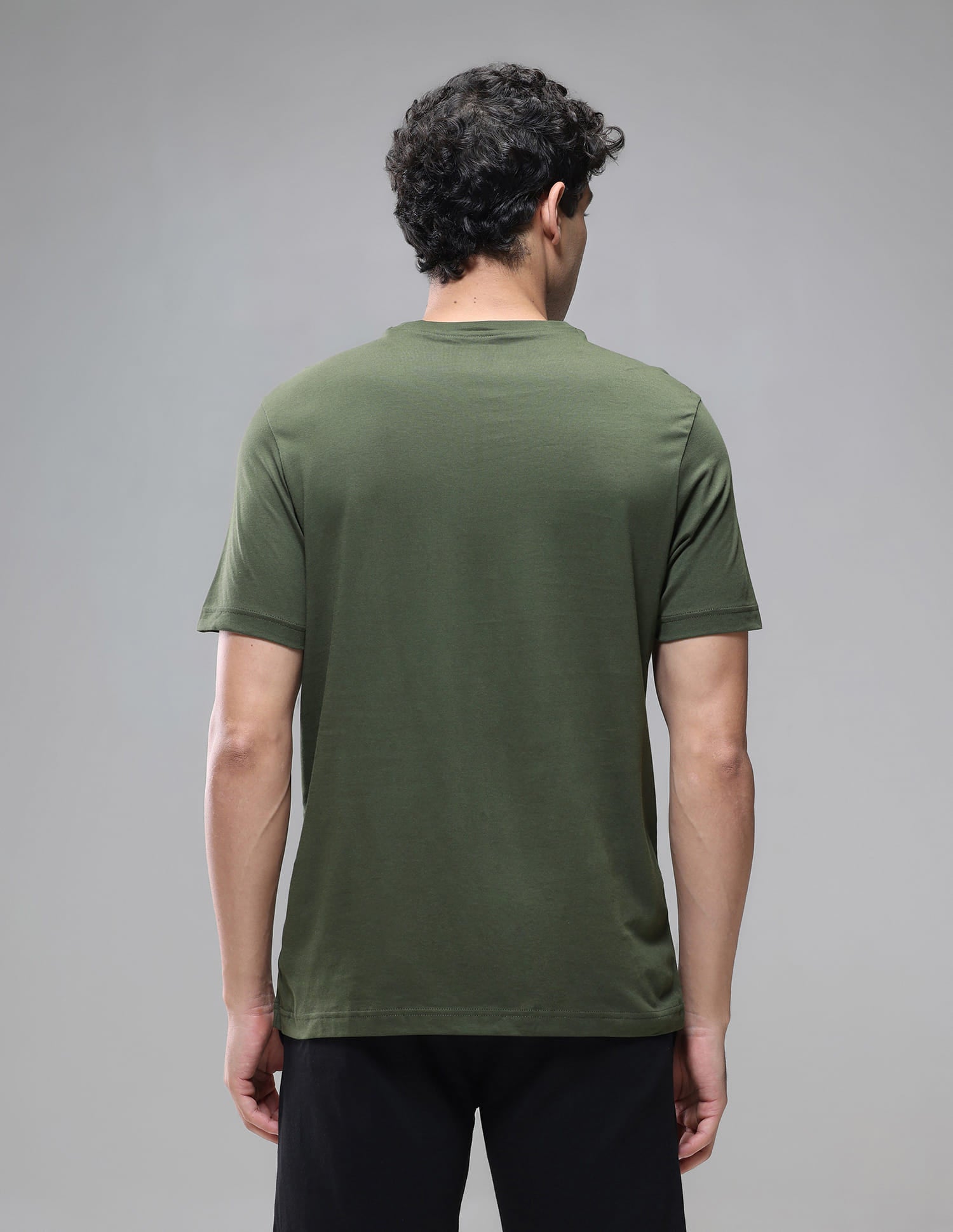 Tonal Logo Cotton 1633 Lounge T-Shirt - Pack Of 2 Olive and Black - U.S. Polo Assn. India | Large