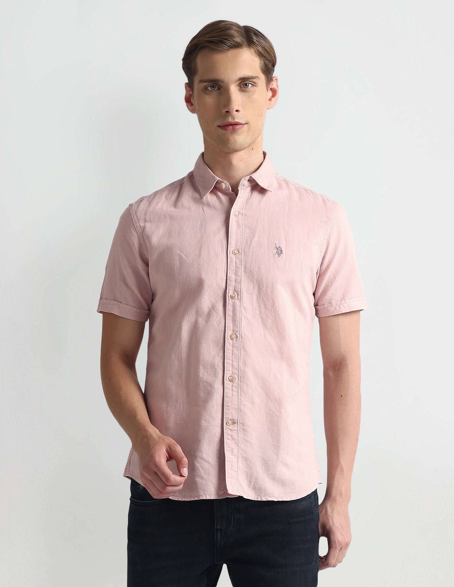 Short Sleeve Solid Shirt Pink - U.S. POLO ASSN. | Large