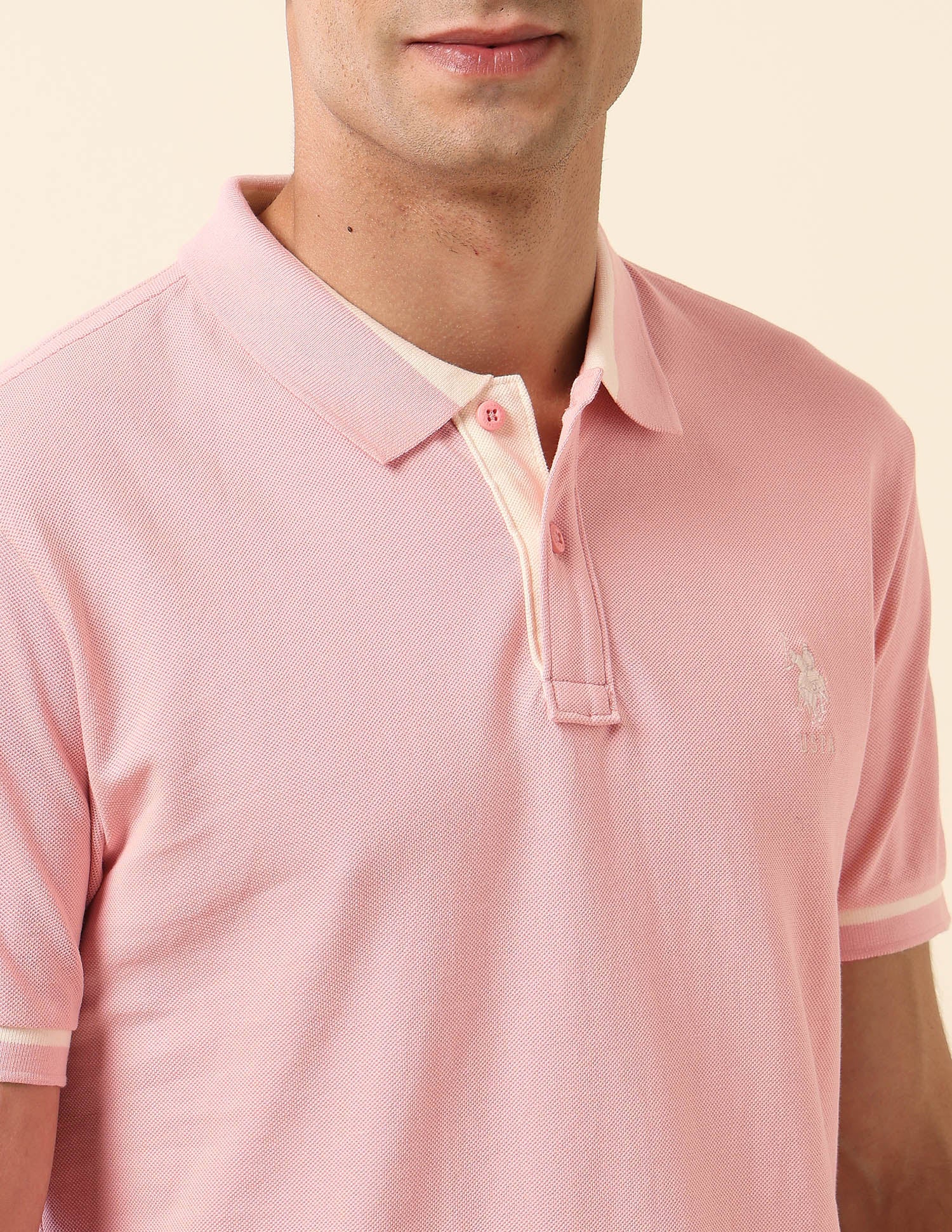 Pure Cotton Slim Fit Polo Shirt Pink - U.S. Polo Assn. India | Large