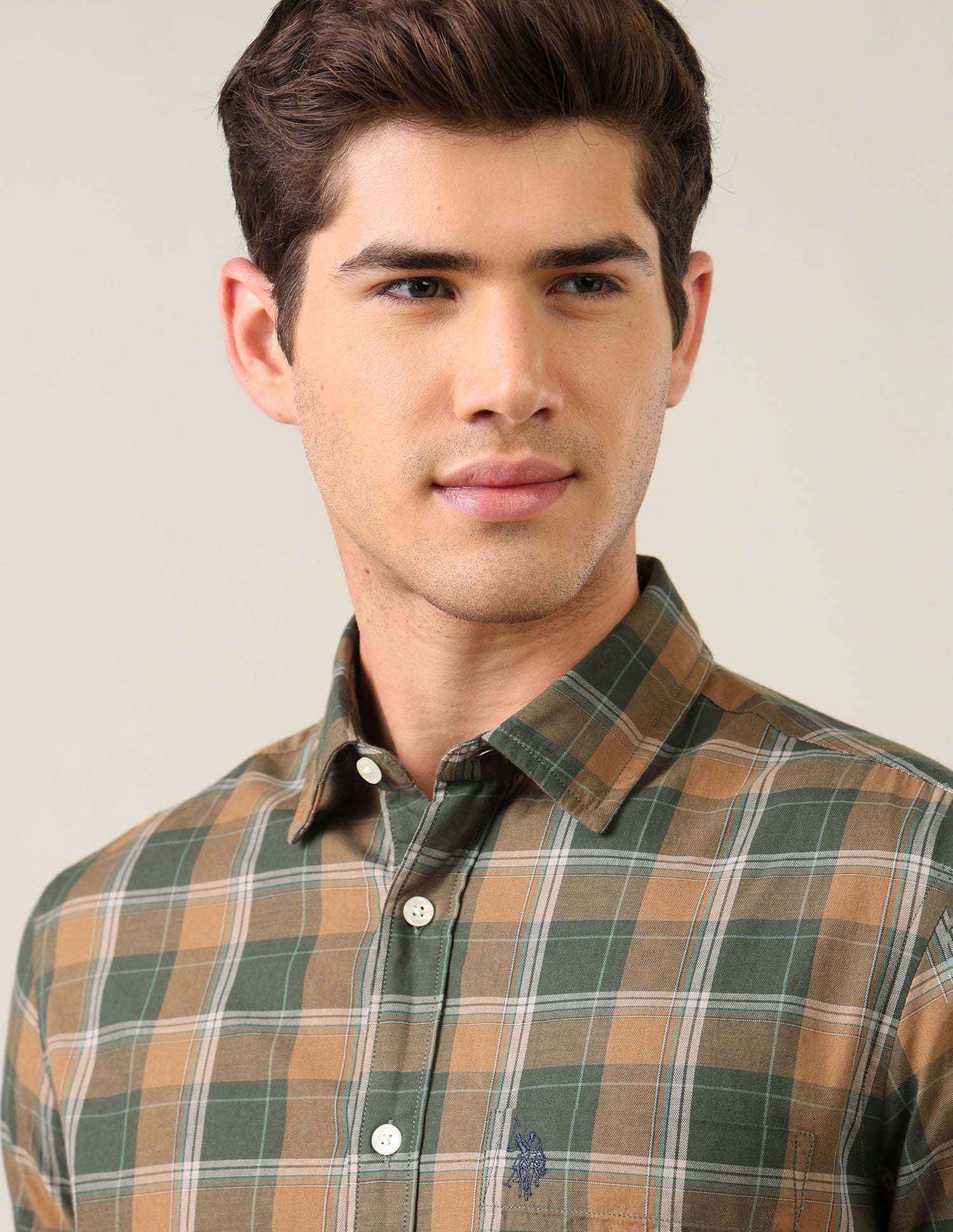 Twill Plaid Checked Shirt Green - U.S. Polo Assn. India | Large