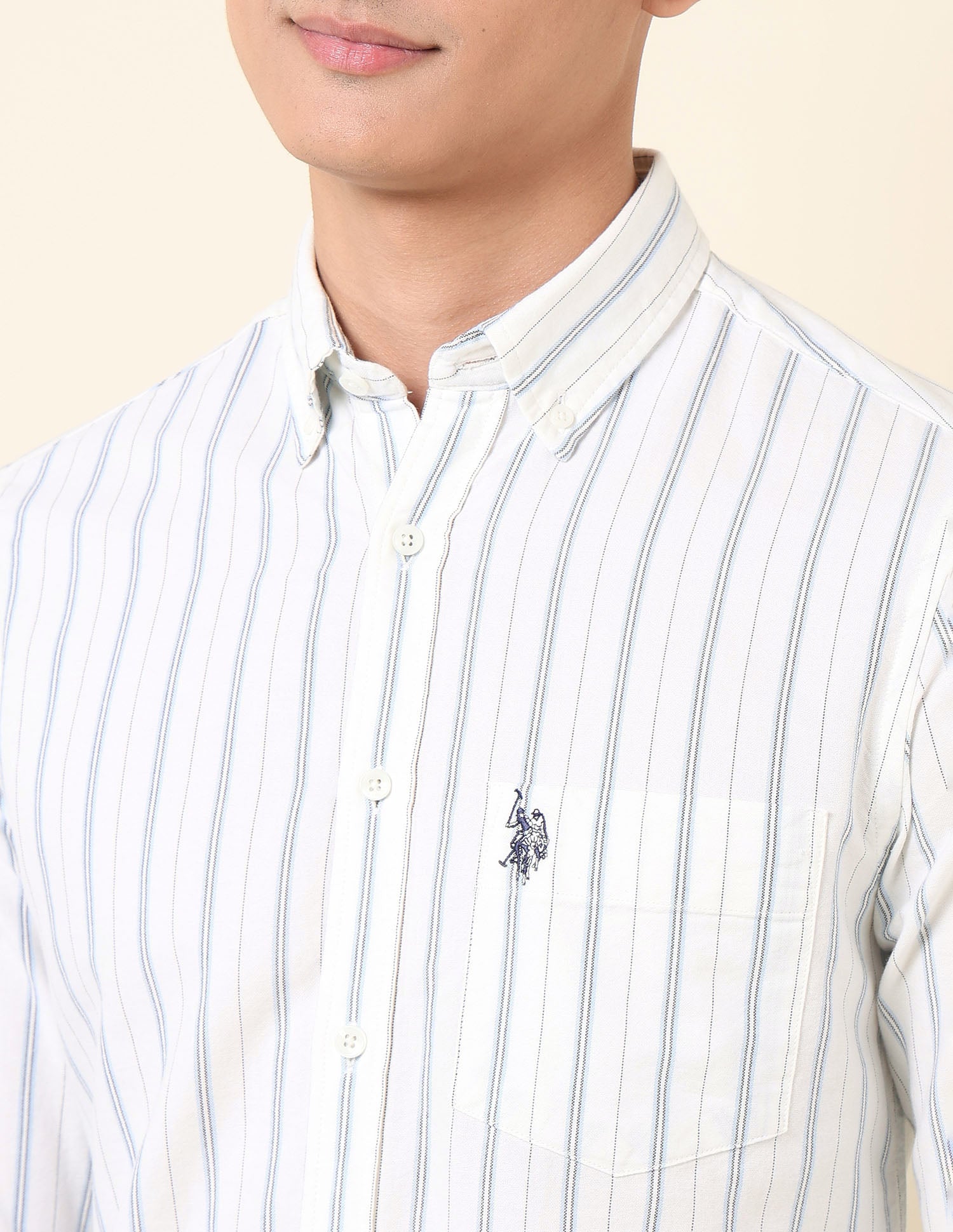 Vertical Striped Oxford Button-Down Shirt White - U.S. Polo Assn. India | Large