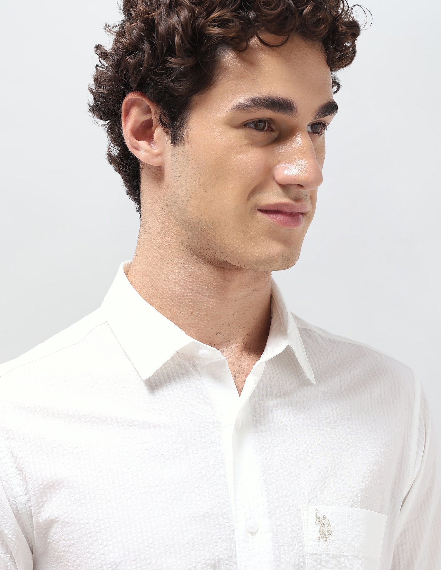 Pinstriped Seersucker Shirt Off White - U.S. Polo Assn. India | Large