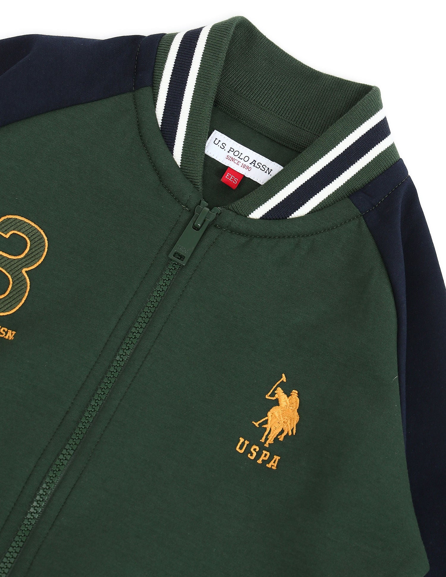 Boys Colour Block Raglan Sleeve Sweatshirt Light Olive - U.S. POLO ASSN. | Large