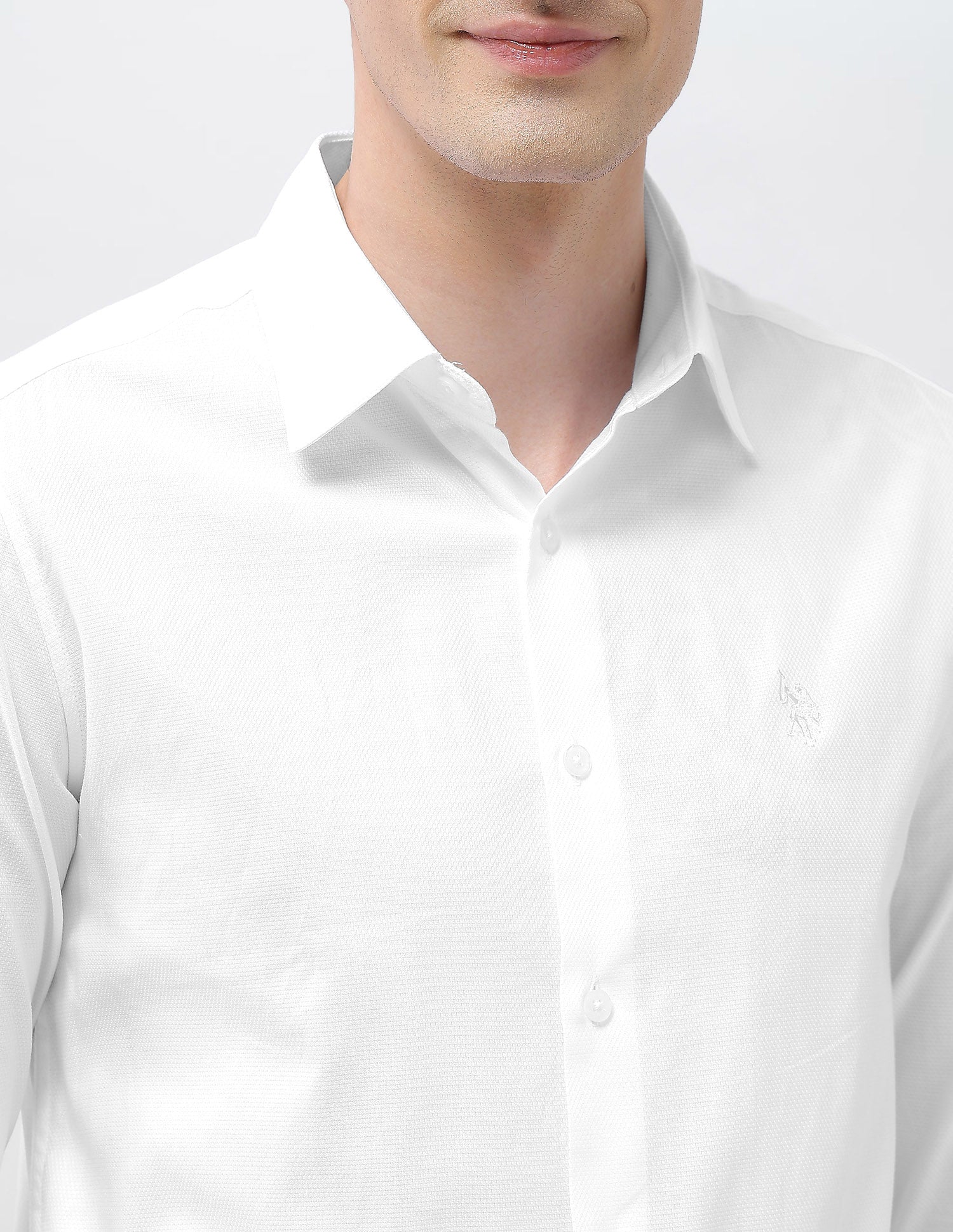 Textured Tailored Fit Shirt White - U.S. Polo Assn. India | Large