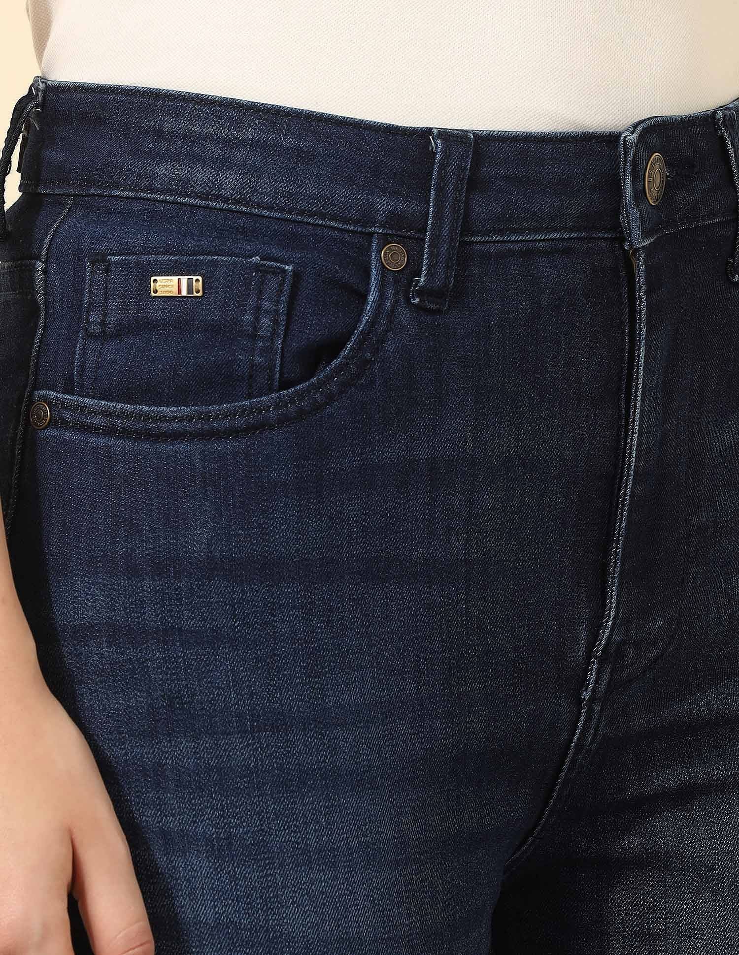 High Rise Flared Fit Jeans Dark Blue - U.S. POLO ASSN. | Large