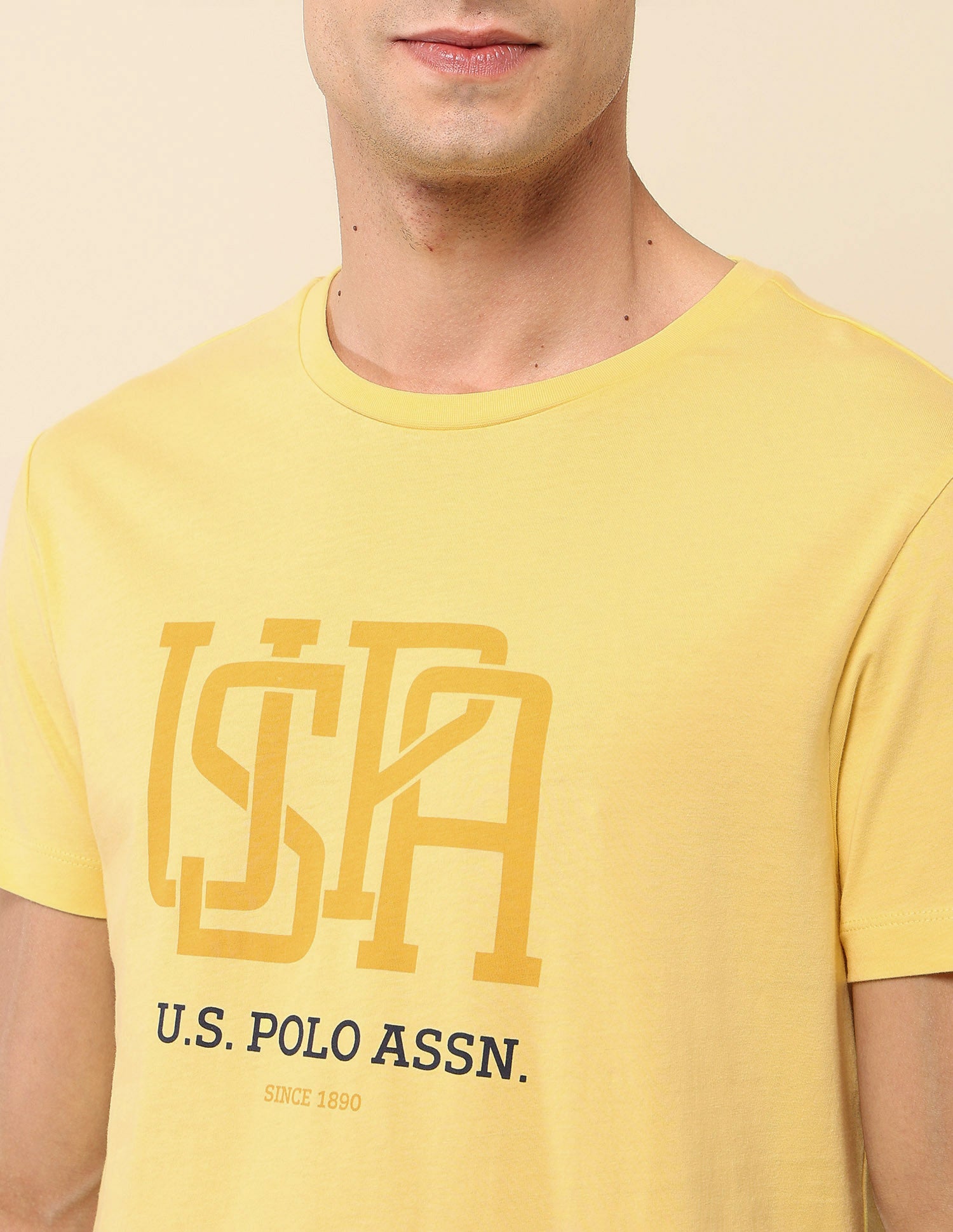 Pure Cotton Slim Fit T- Shirt Yellow - U.S. Polo Assn. India | Large