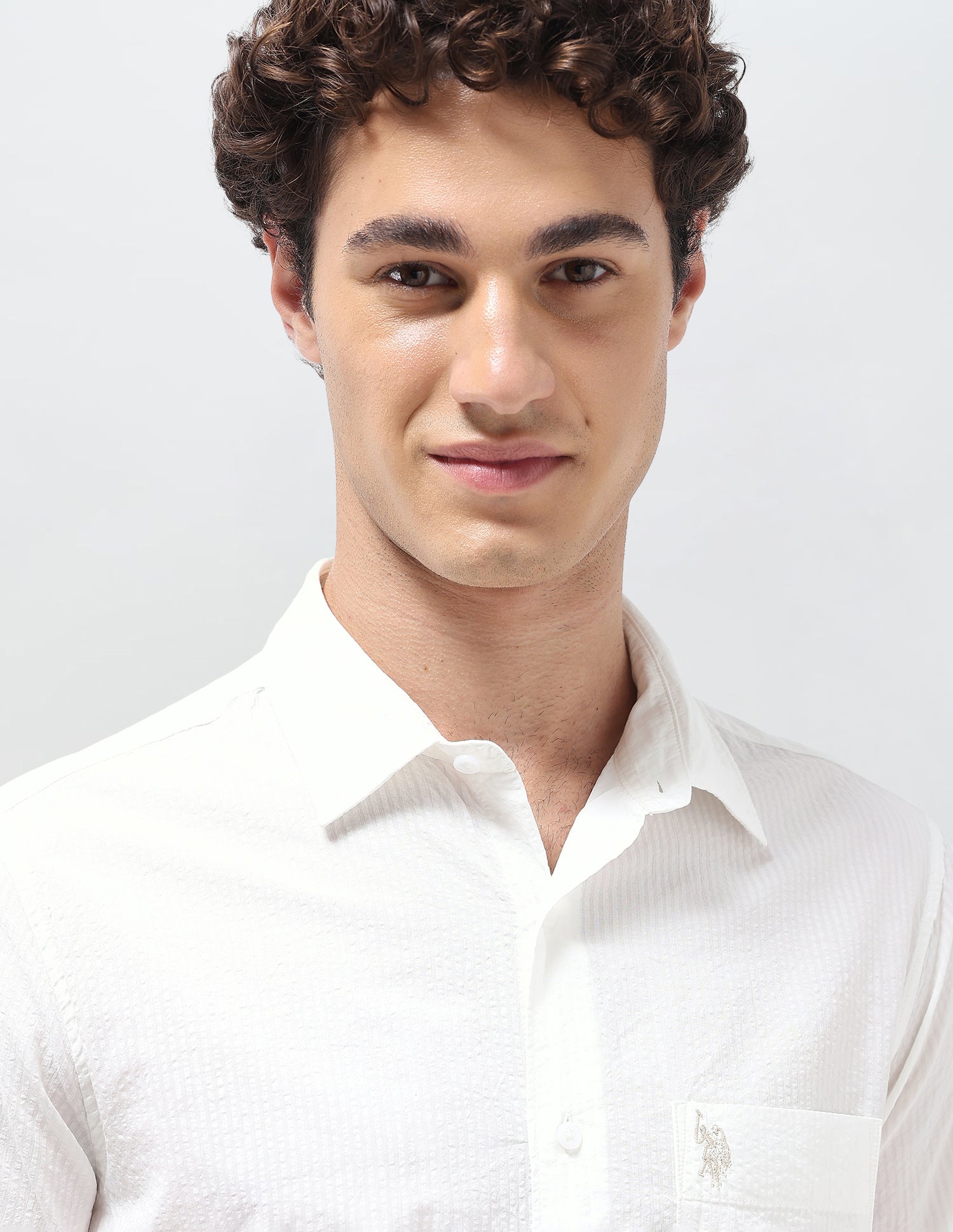 Pinstriped Seersucker Shirt Off White - U.S. Polo Assn. India | Large