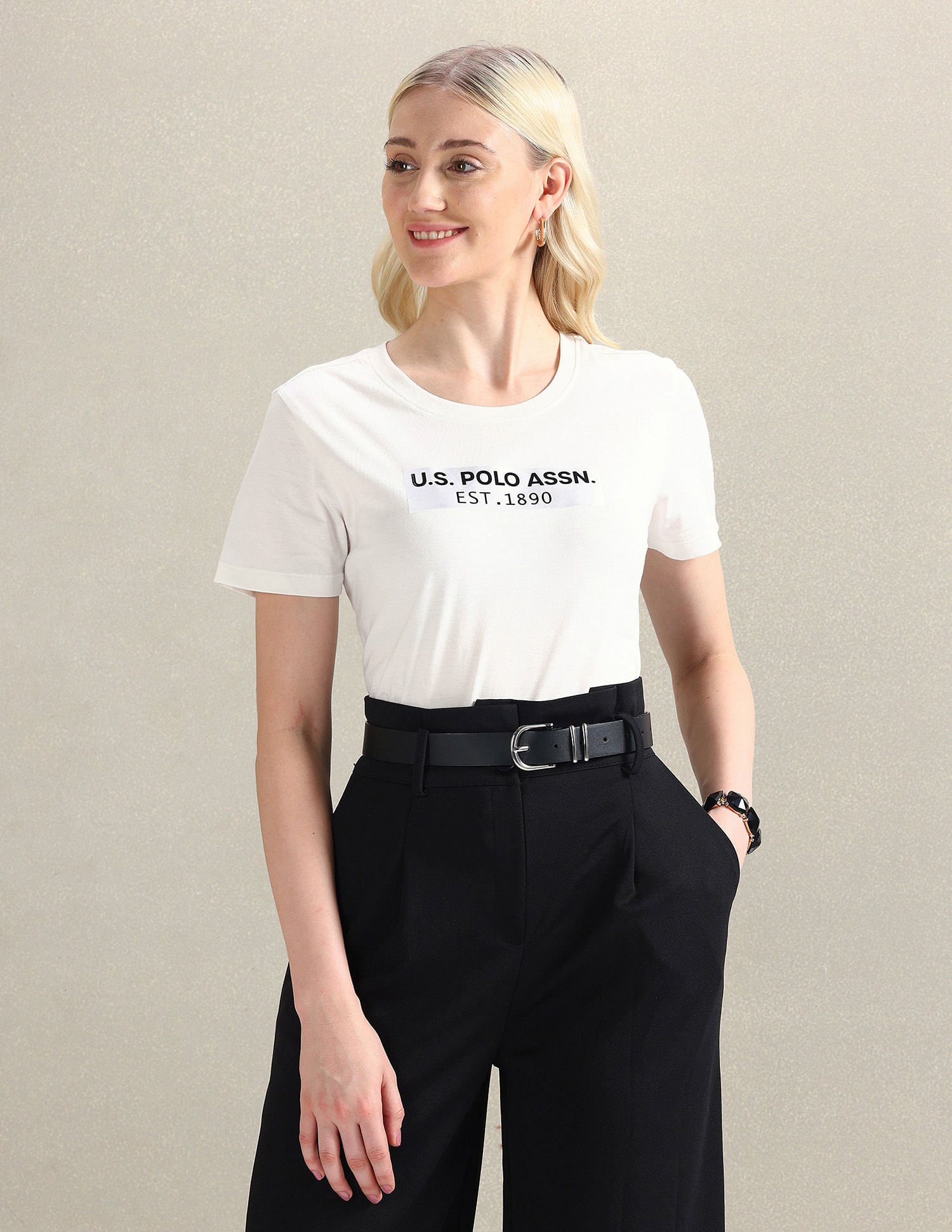 Pure Cotton Sticker Print T-Shirt White - U.S. POLO ASSN. | Large