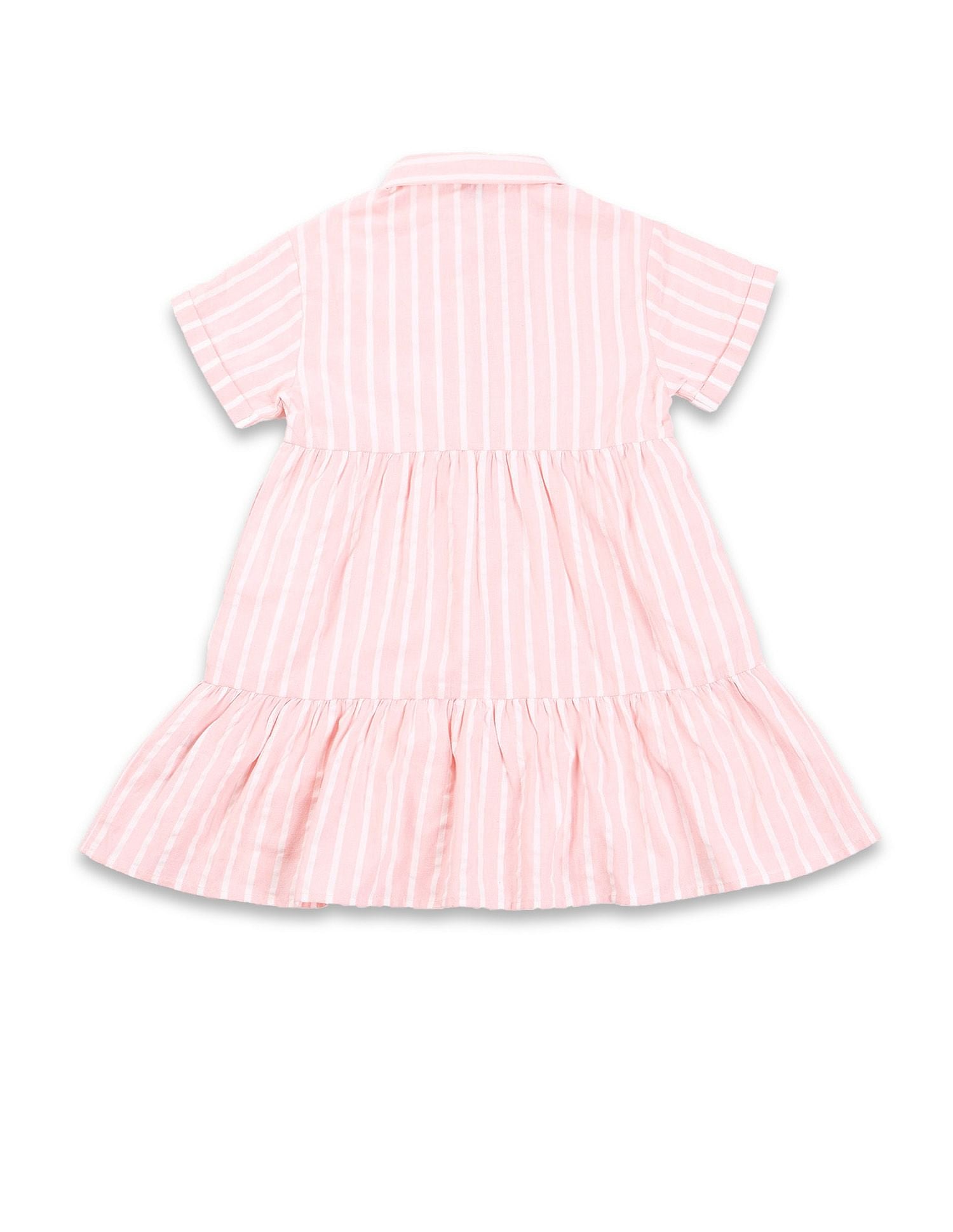Girls Vertical Stripe Cotton Dress Pink - U.S. POLO ASSN. | Large
