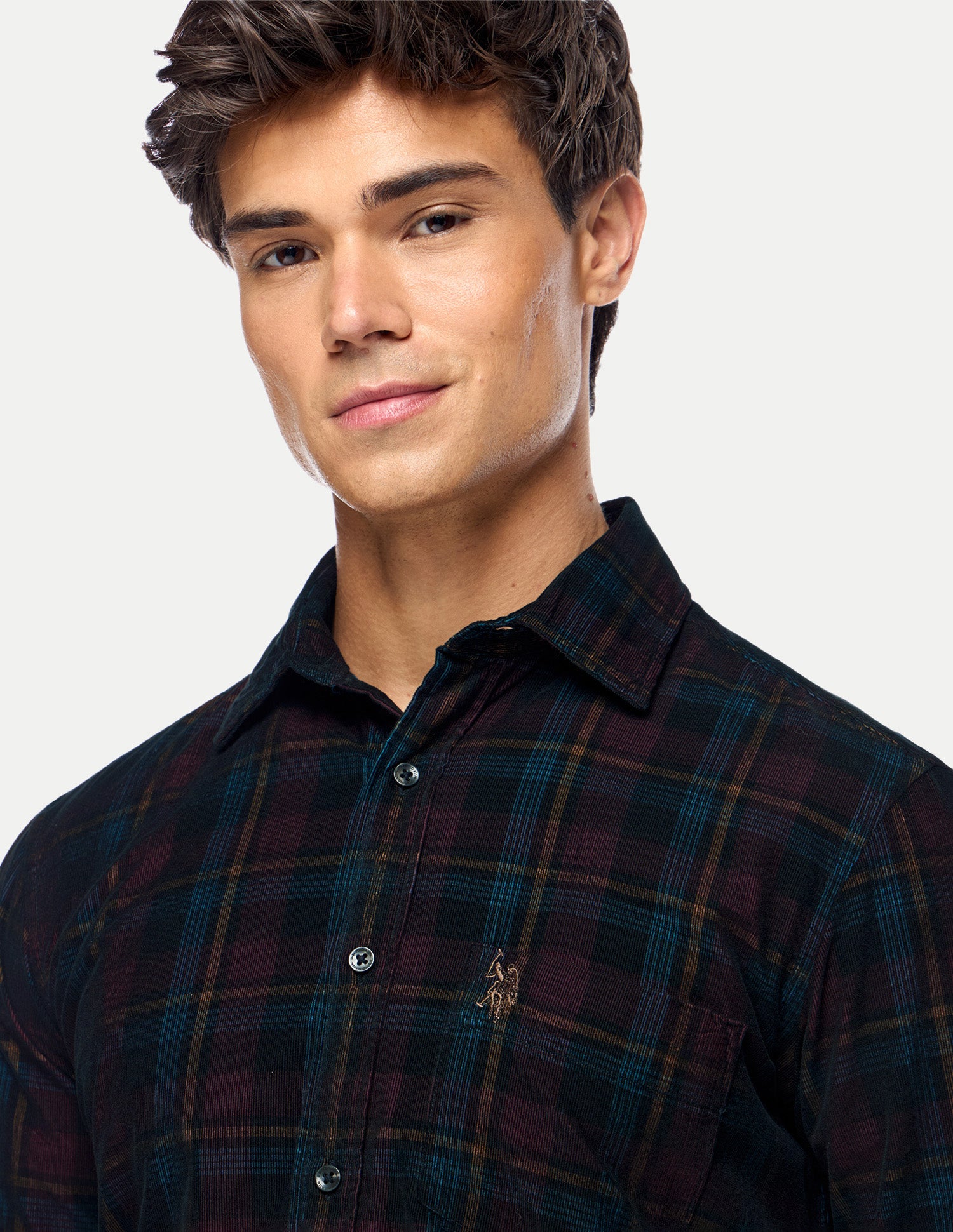 Tailored Fit Corduroy Shirt Maroon - U.S. Polo Assn. India | Large