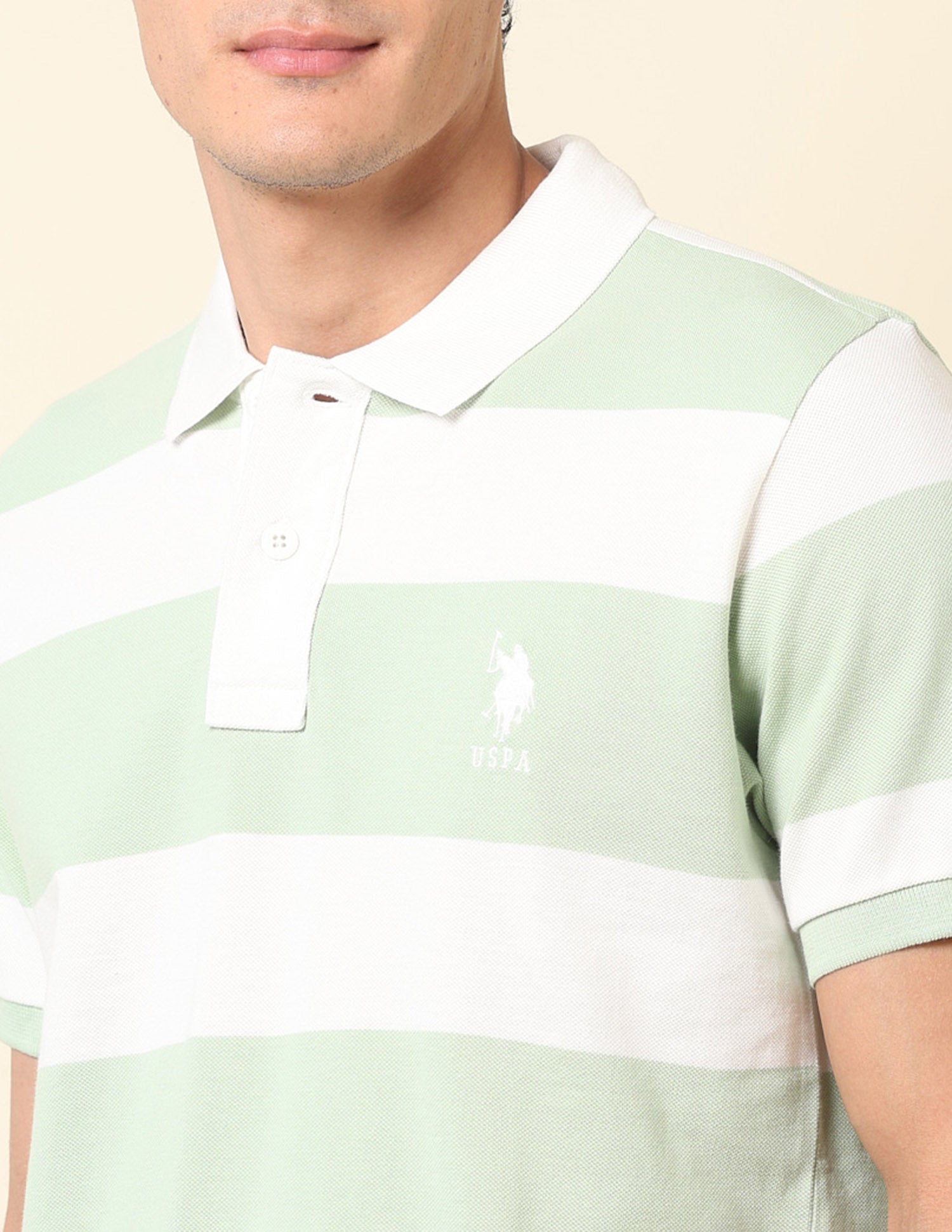 Horizontal Striped Classic Polo Shirt Light Green - U.S. POLO ASSN. | Large