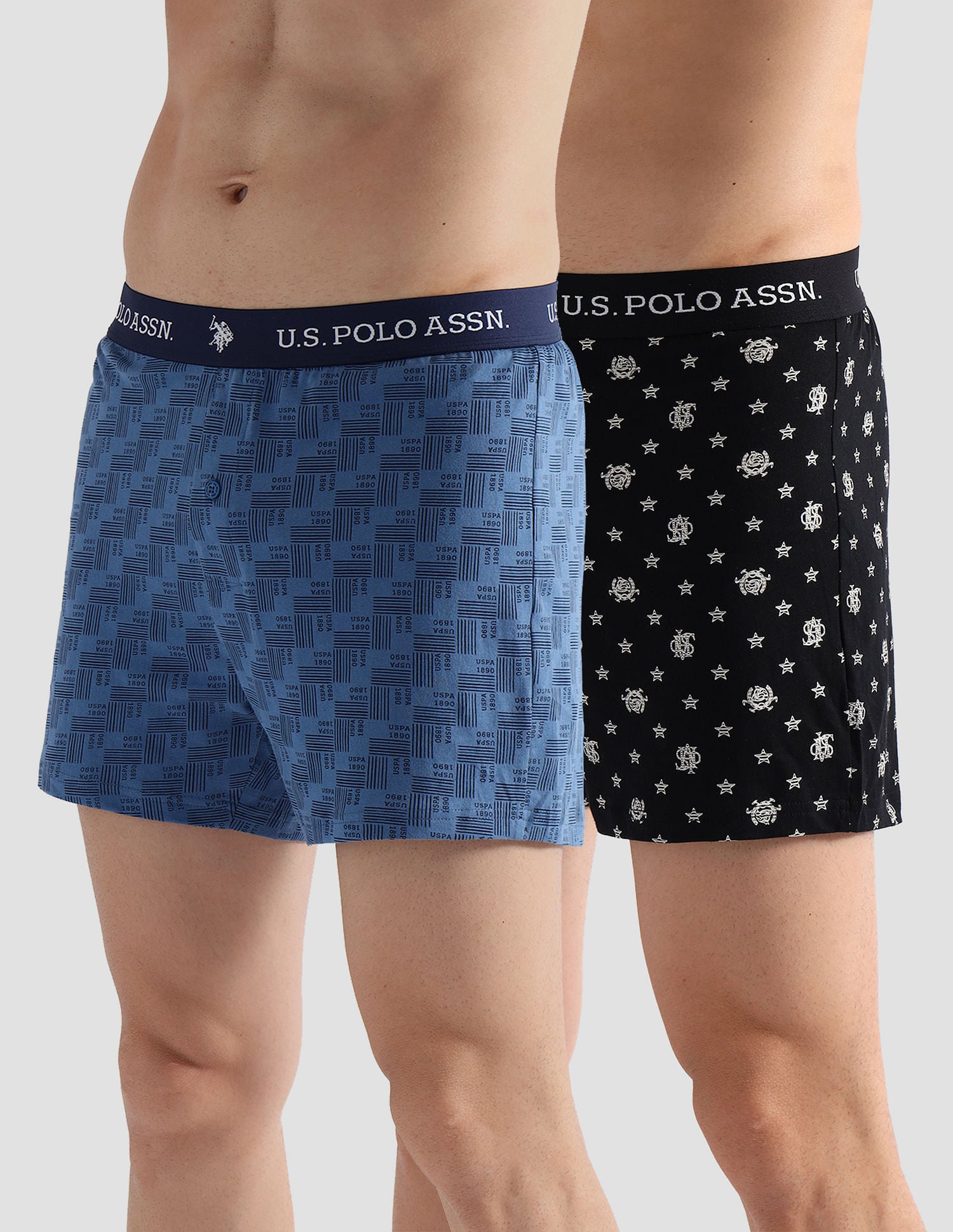 Comfort Regular Fit Solid OEX09 Boxers - Pack of 2 Moonlight Blue and black - U.S. POLO ASSN. | Large