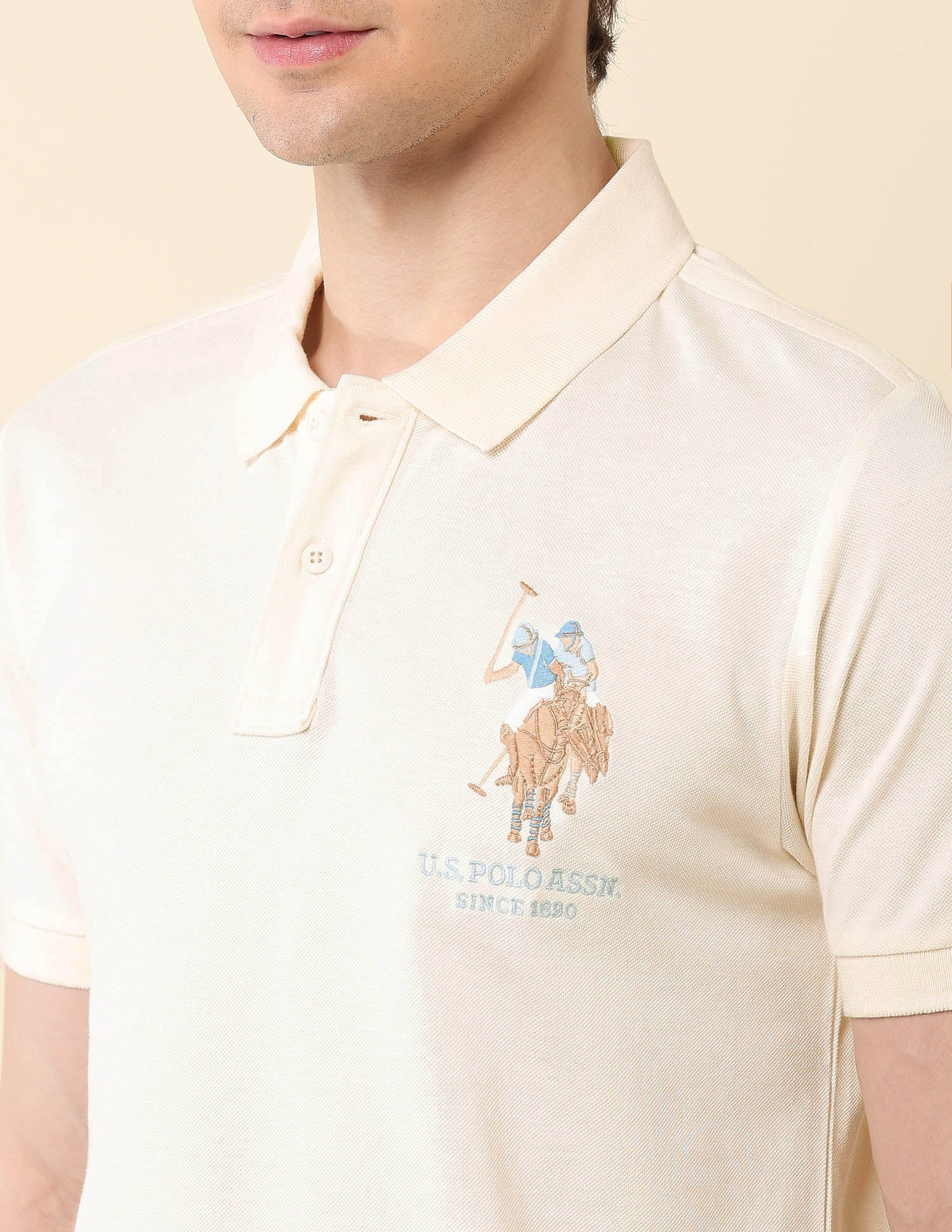 Slim Fit Summer Splash Polo Shirt White - U.S. Polo Assn. India | Large