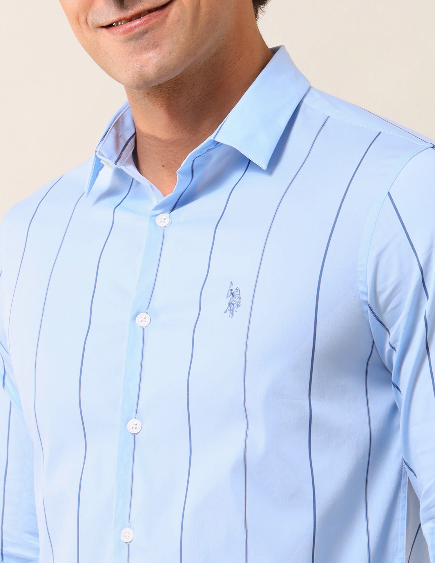 Vertical Striped Tailored Fit Shirt Blue - U.S. Polo Assn. India | Large