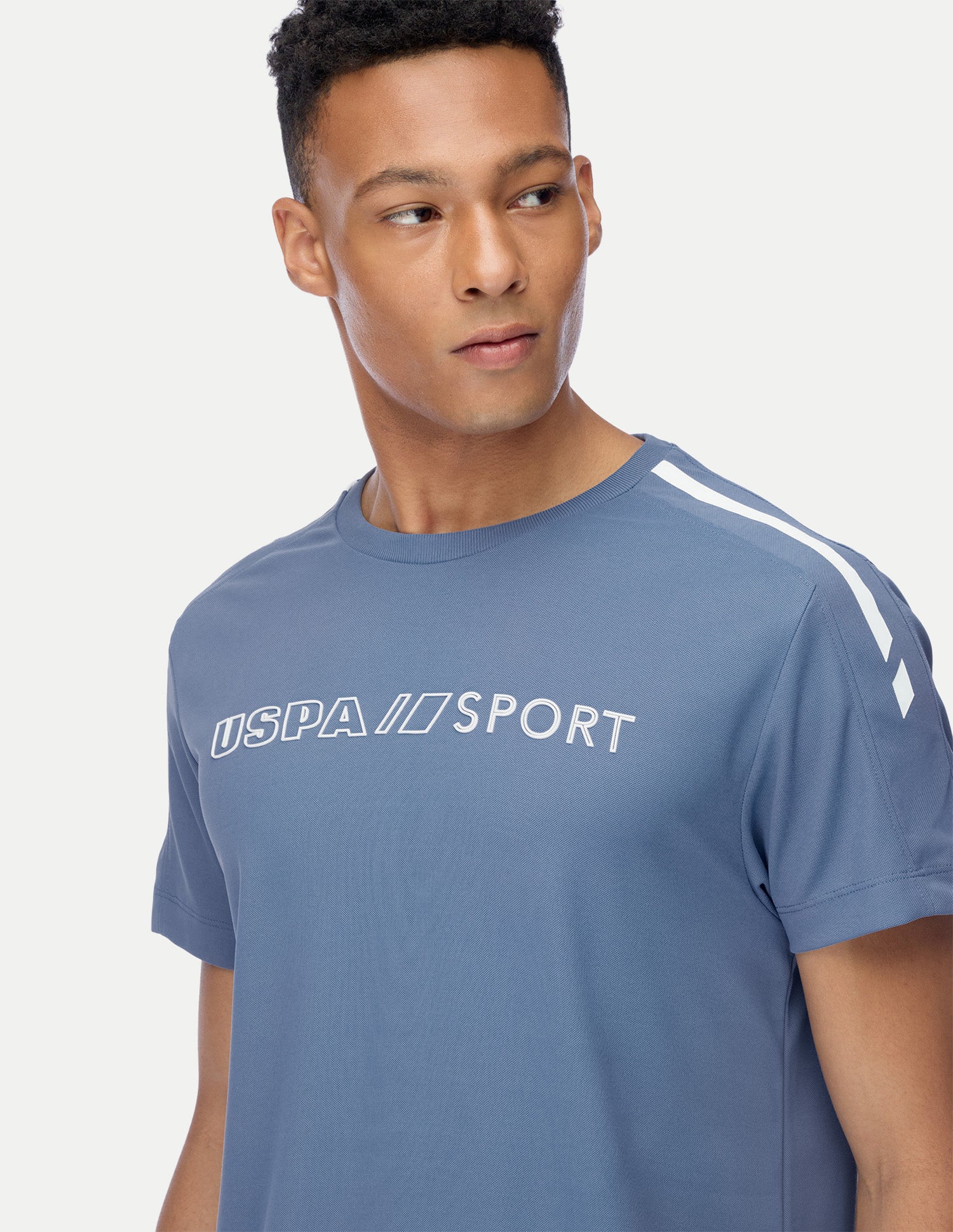 Brand Embossed Regular Fit Active T-Shirt Blue - U.S. Polo Assn. India | Large