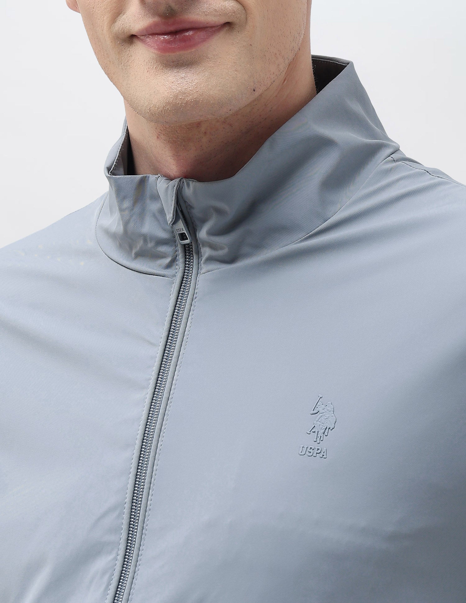 Solid Regular Fit Jacket Light Blue - U.S. Polo Assn. India | Large